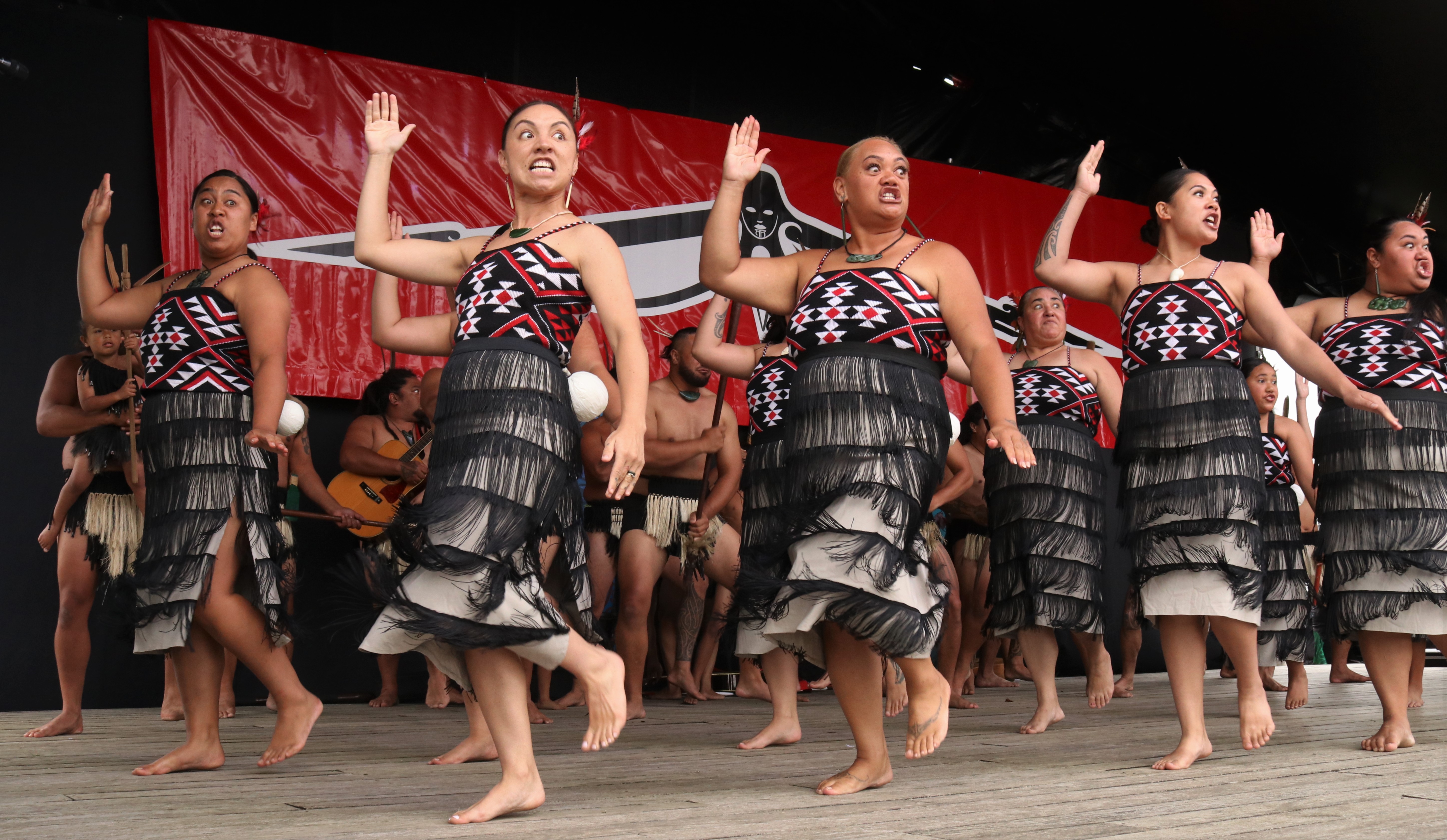 Fresh from Te Matatini, a competition described as “the Olympics of kapa haka”, Muriwhenua kapa haka group performs for a home crowd at Te Āhuareka. Photo / Peter de Graaf