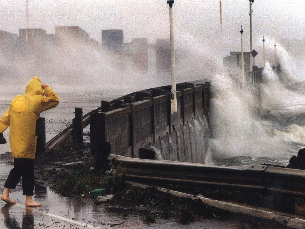 Drena's huge seas pounded the Ports of Auckland container terminal in 1997. Photo / NZ Herald