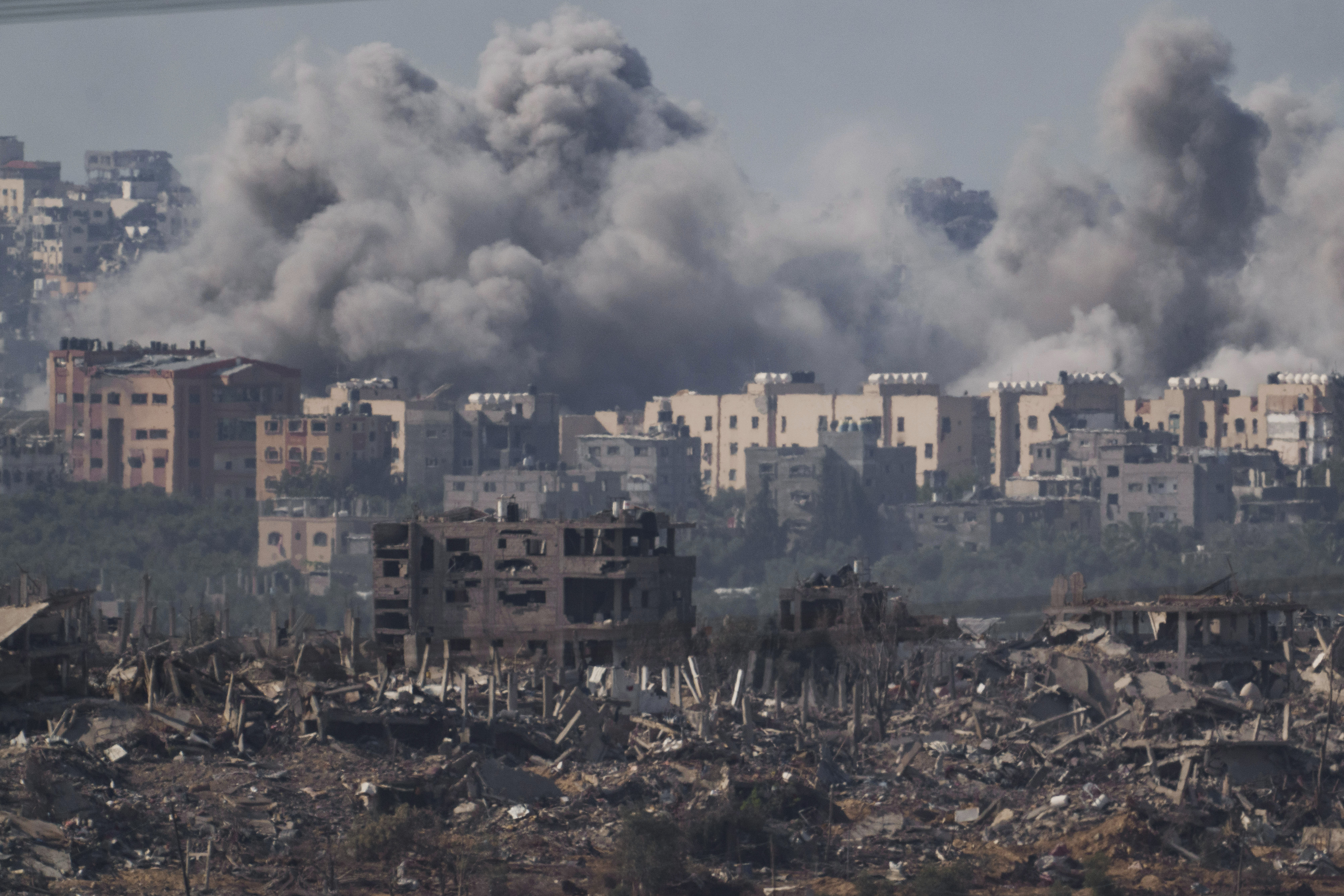 Smoke rises following an Israeli airstrike in the Gaza Strip. Photo / AP