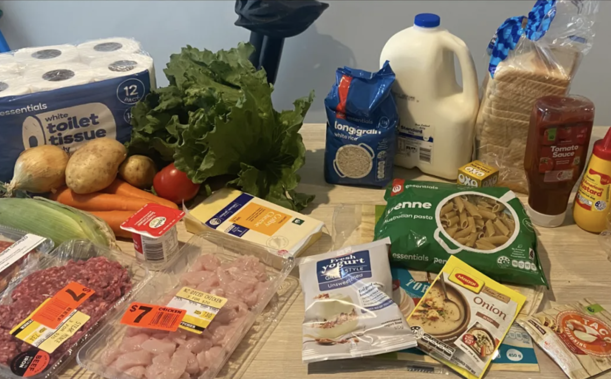 One of Jordan Hammond's weekly shops. Photo / RNZ, Jordan Hammond
