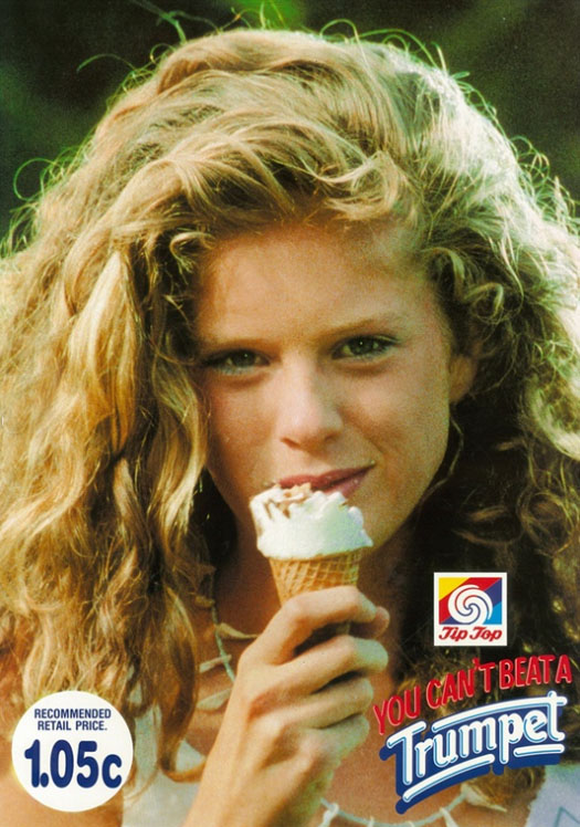 Rachel Hunter in her famous Tip Top Trumpet ad. Photo / Supplied