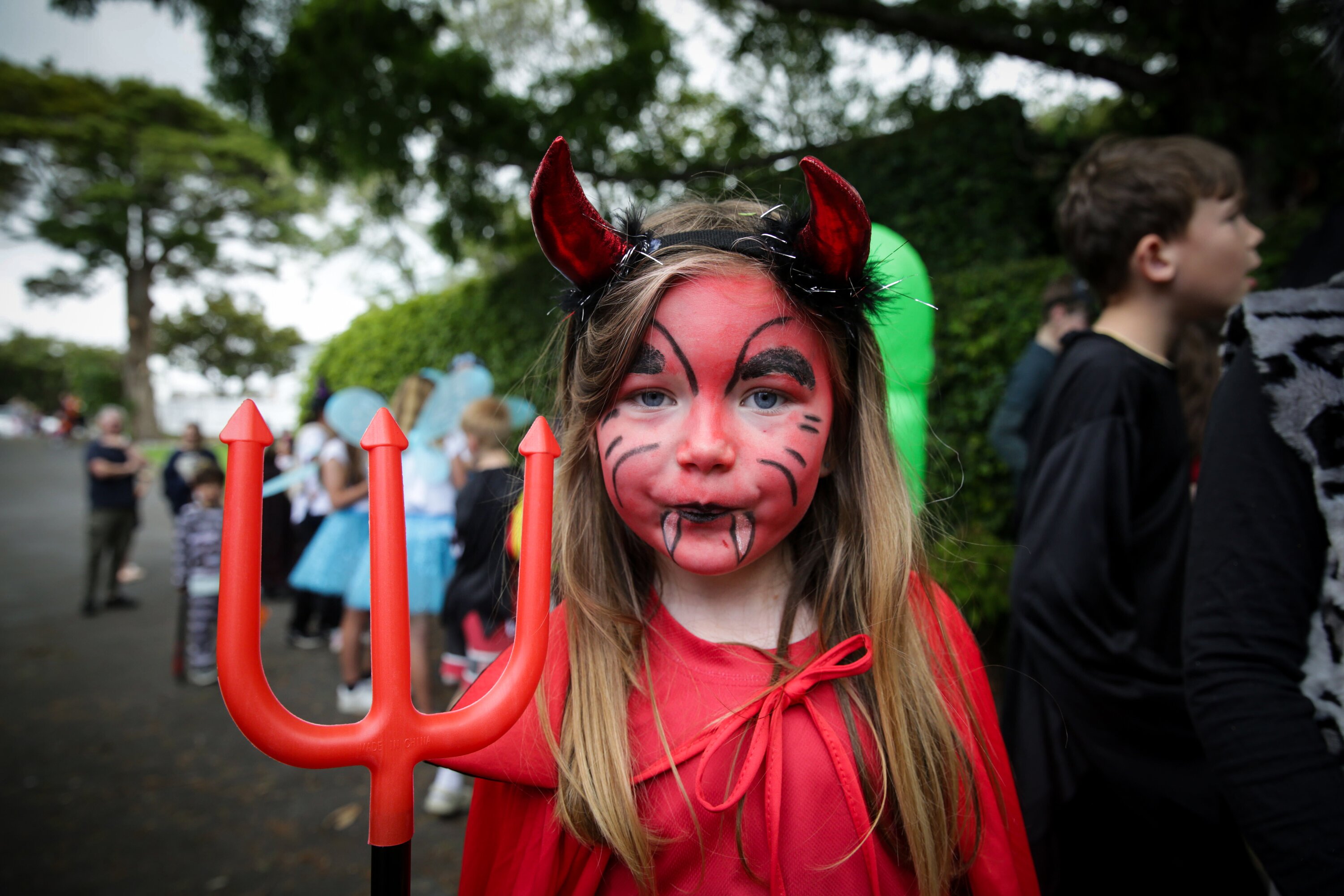 Feeling devilish was one girl at the Mowbray house in Herne Bay. Photo / Sylvie Whinray
