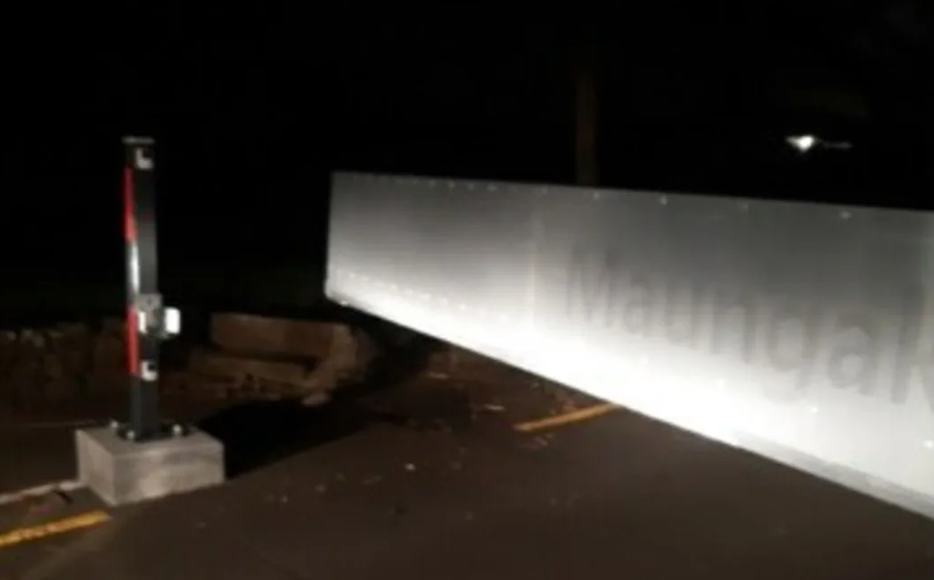 Damage to the Maungakiekie / One Tree Hill entrance gate occurred early this morning. Photo / Tūpuna Maunga Authority