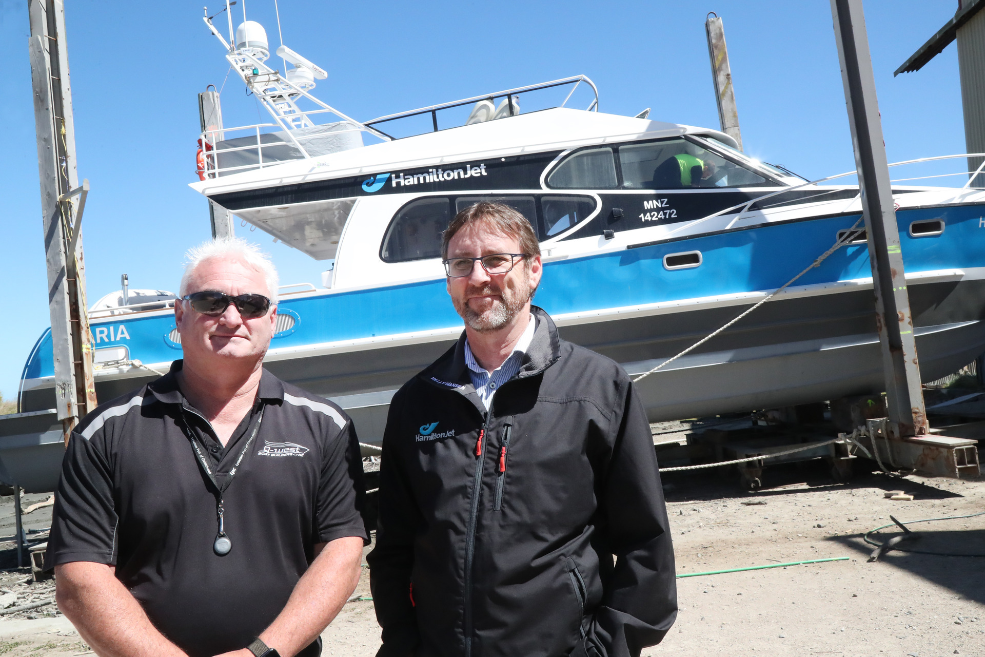 Q-West chief executive Colin Mitchell and Hamilton Jet's Albear Montocchio. Photo / Bevan Conley