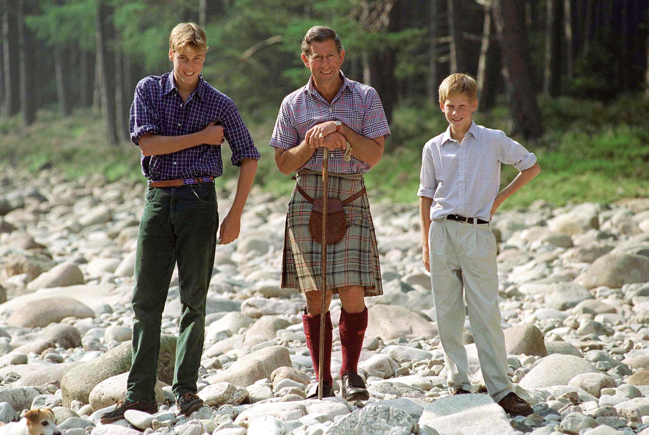 Prince Charles and princes William and Harry on the Balmoral Castle Estate. Photo / Tim Graham, Getty Images