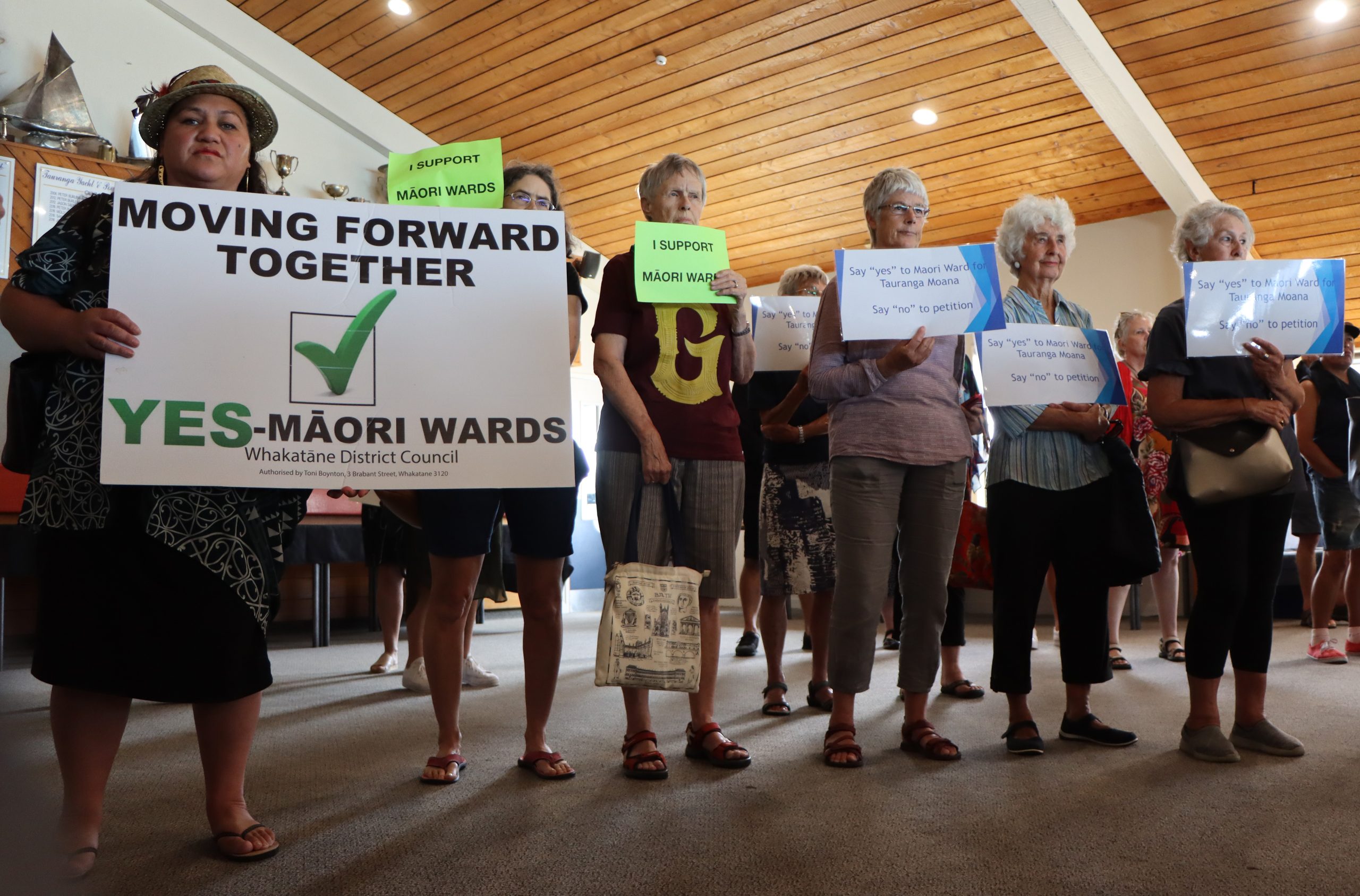 People in the public gallery sang waiata when the decision was made to adopt a Māori ward in the Western Bay of Plenty. Photo / Alisha Evans