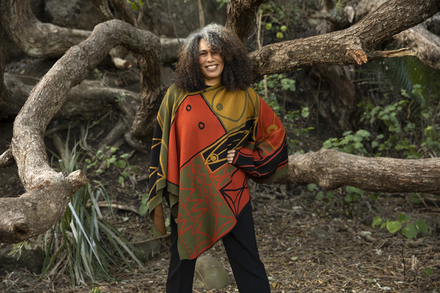 Tracey Tawhiao wearing the ORA blanket. Photo / Guy Coombes