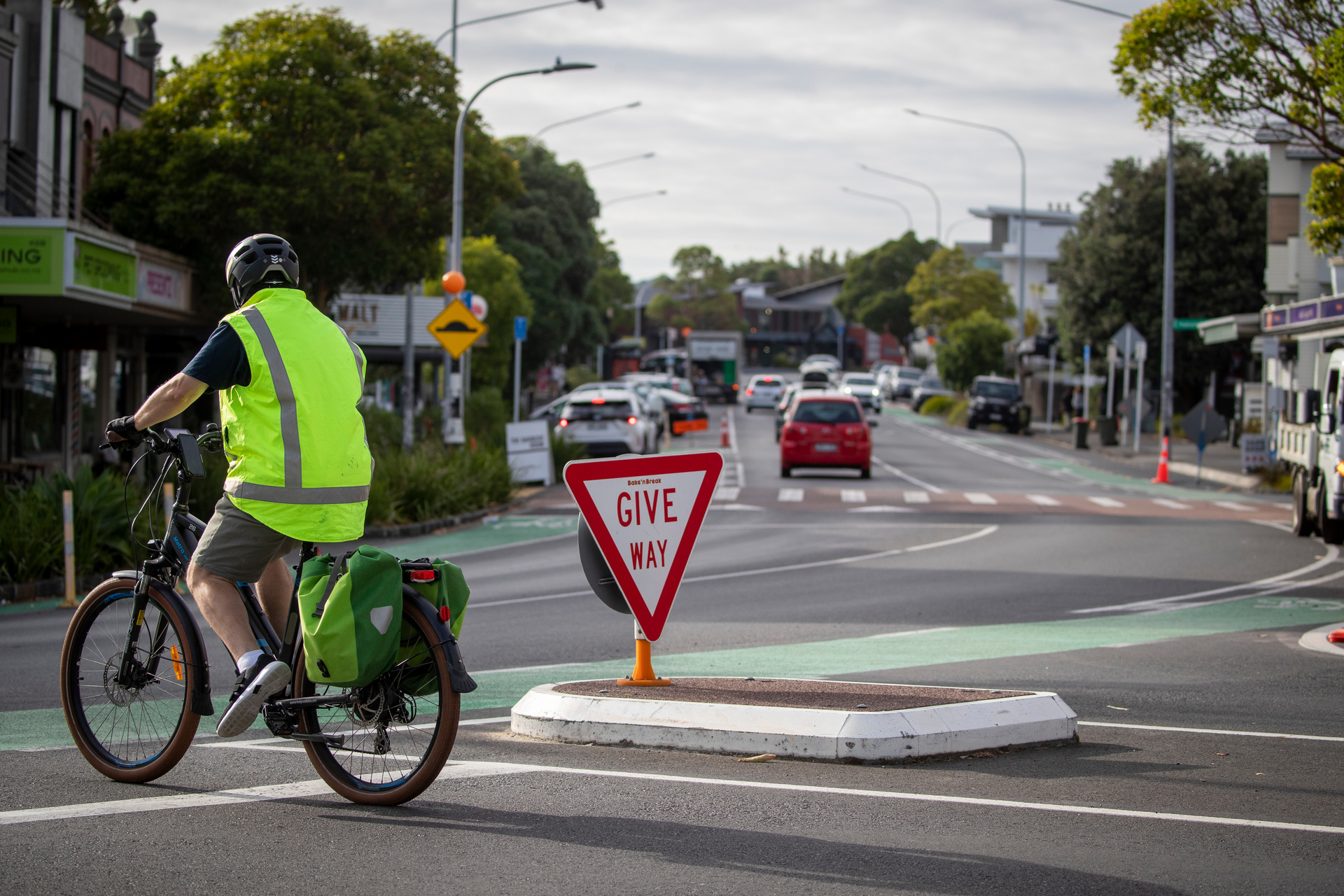 The Grey Lynn cycleway through West Lynn village caused a furore when it was built in 2017. Photo / Michael Craig