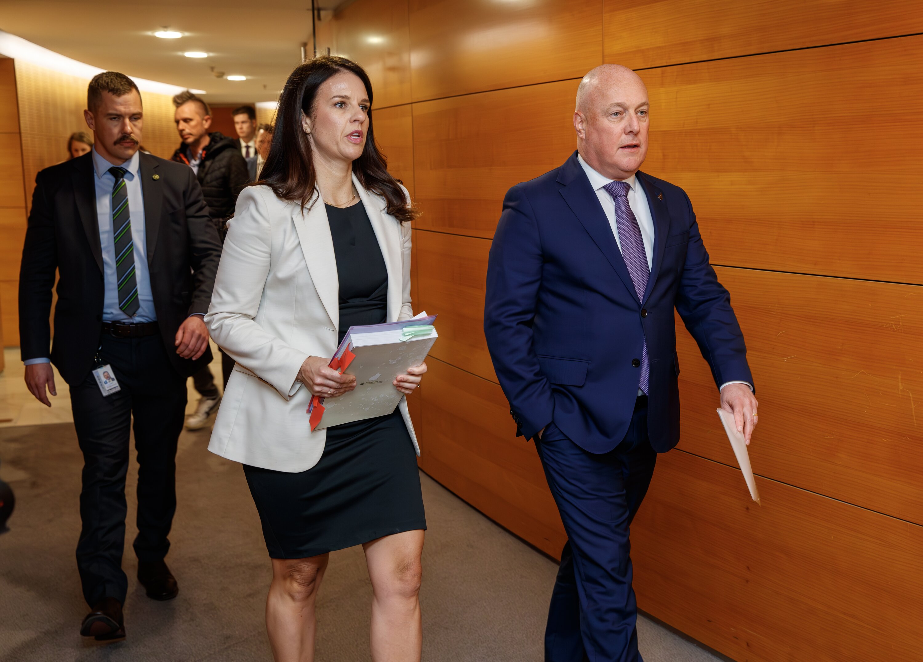 Prime Minister Christopher Luxon and Minister Erica Stanford held a press conference before the July tabling of the Royal Commission of Inquiry into Abuse in Care, Parliament. Photo / Mark Mitchell