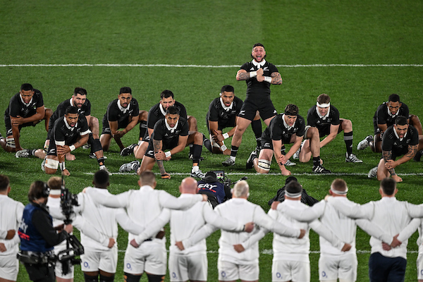 The All Blacks perform the haka before the opening test of the season against England. Photo / Photosport