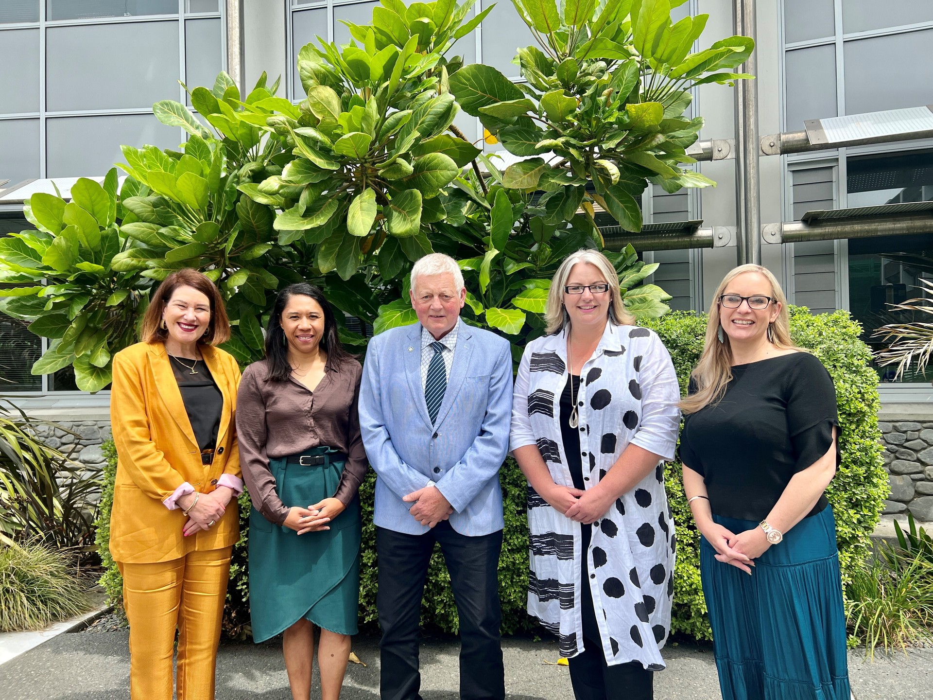 Hawke's Bay council leaders this week (from left): Sandra Hazlehurst, Hinewai Ormsby, Craig Little, Alex Walker and Kirsten Wise. Photo / Supplied