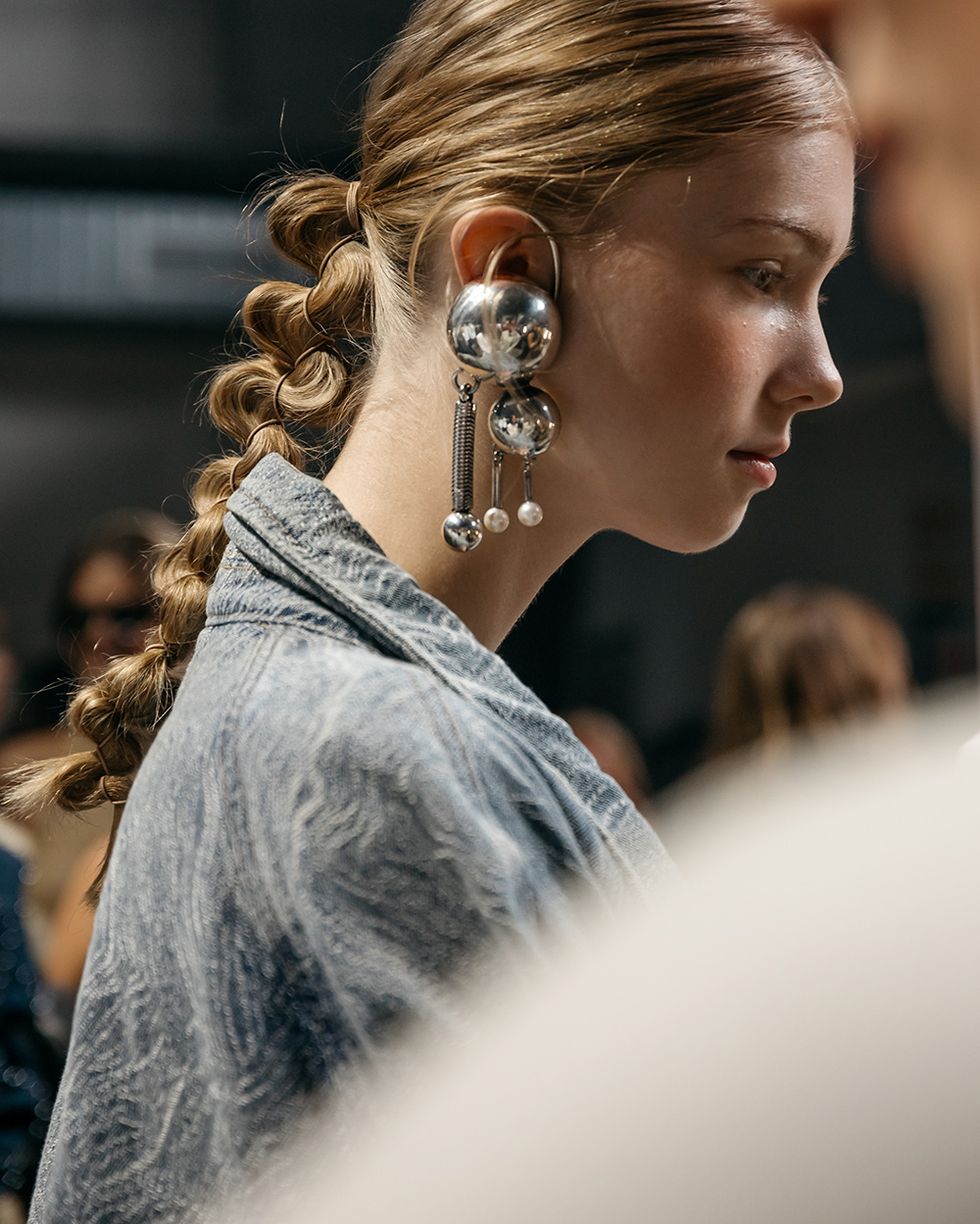 Sculptural statement earrings from Gestuz at Copenhagen Fashion Week spring/summer 2024. Photo / Getty Images.