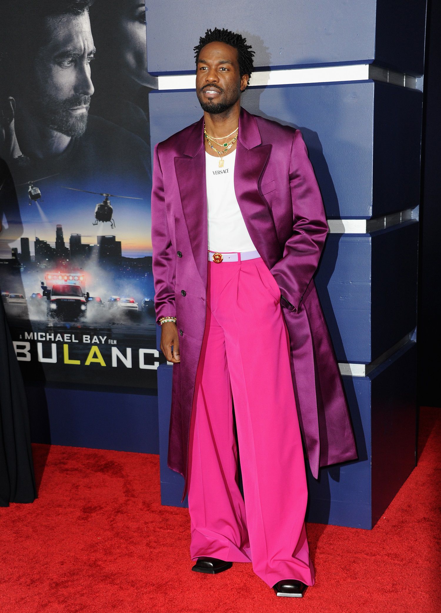 Satin spirit: Yahya Abdul-Mateen II attends the premiere of Ambulance. Photo / Getty Images