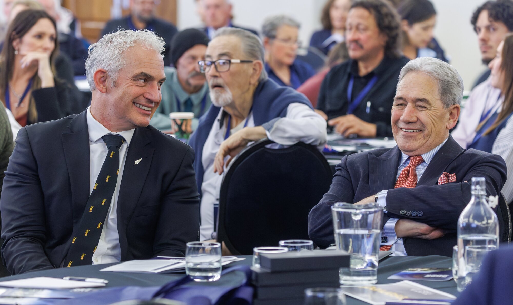 Former Labour minister Stuart Nash (left) and NZ First leader Winston Peters at the latetr party’s annual conference. Photo / Mark Mitchell