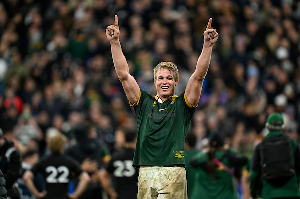 Pieter-Steph du Toit celebrates the Springboks' Rugby World Cup victory. Photo / Photosport