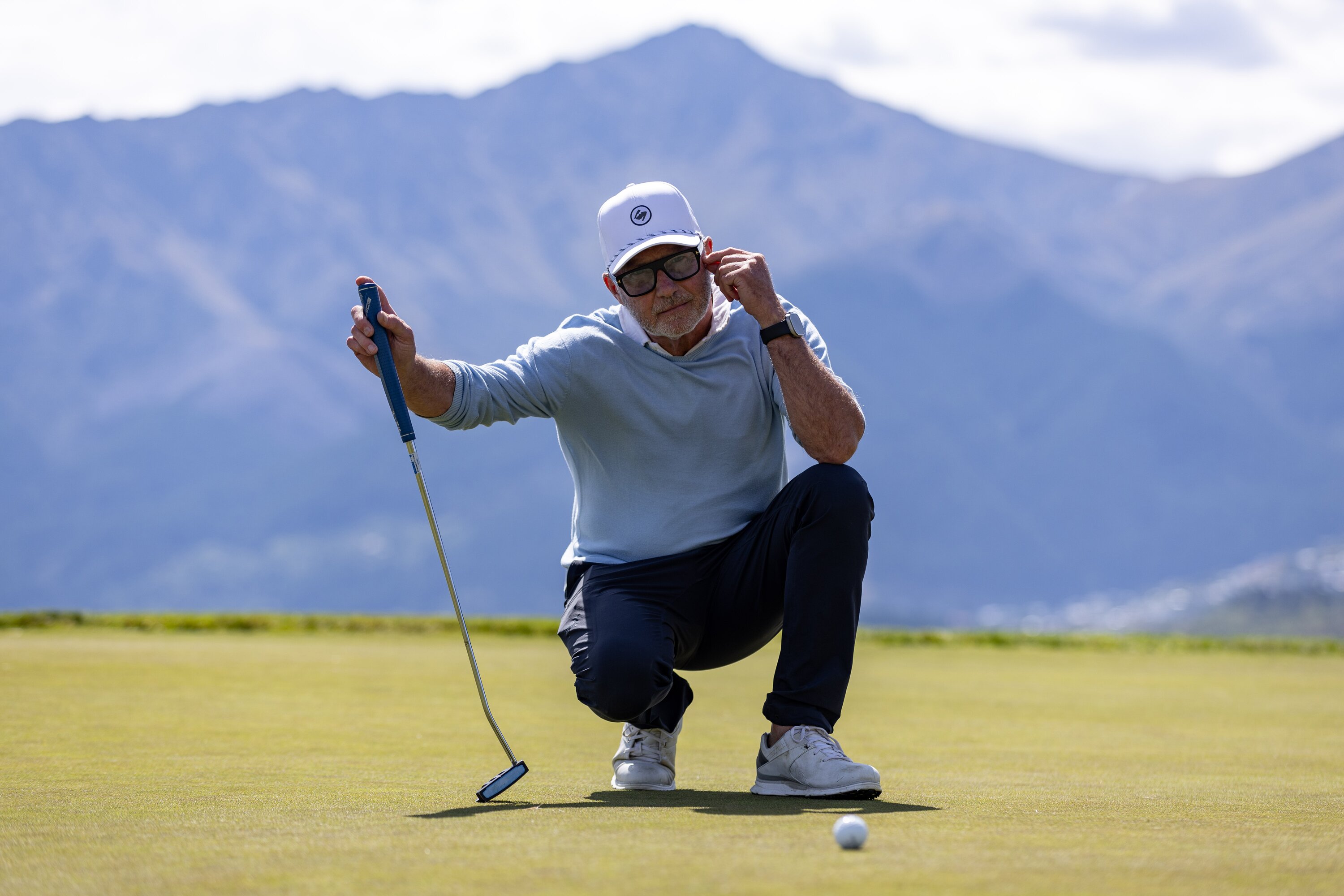 John Darby playing golf at the Jack's Point Golf Course in Queenstown
in January. Photo / James Allen