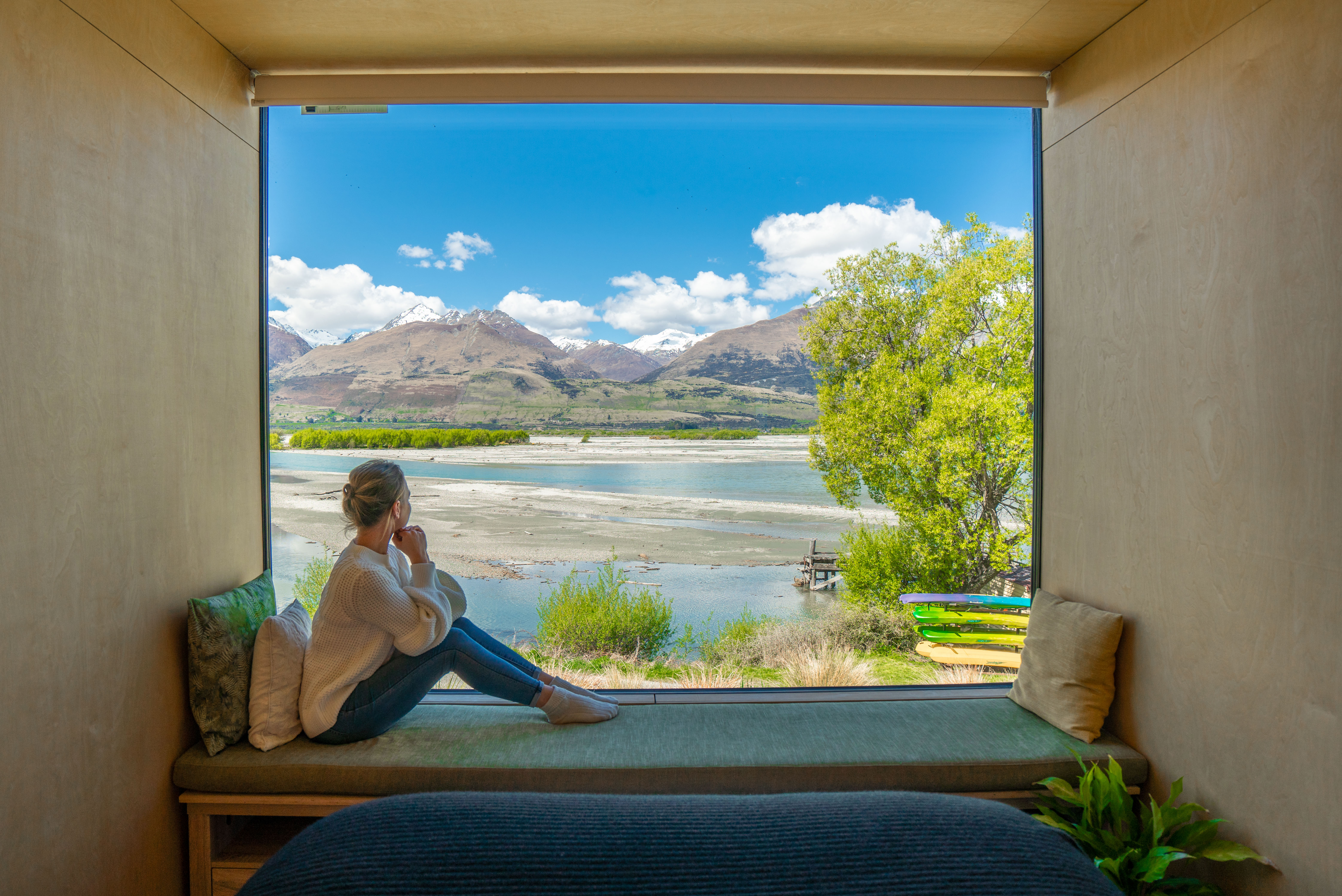 An “EcoScape” at Kinloch Wilderness Retreat comes with expansive windows, epic views and ensuite bathrooms. Photo / Supplied
