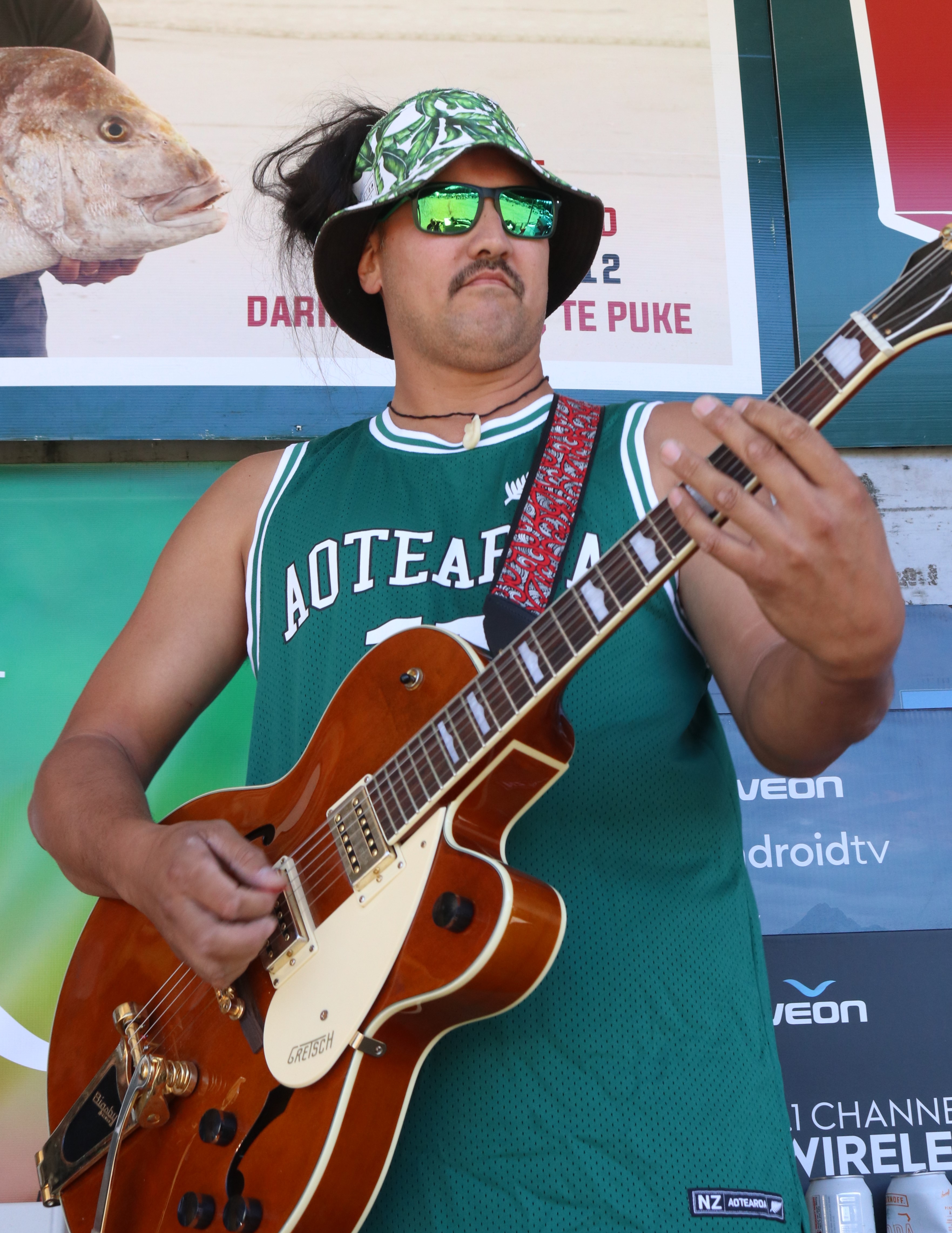 Evan Ashley of Kaitāia band Norizin provides entertainment ahead of the prizegiving. Photo / Peter de Graaf