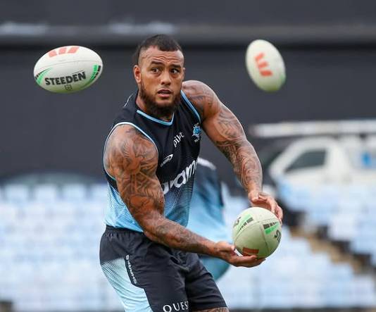 Addin Fonua-Blake during a pre-season session with the Sharks. Photo / Sharks Instagram