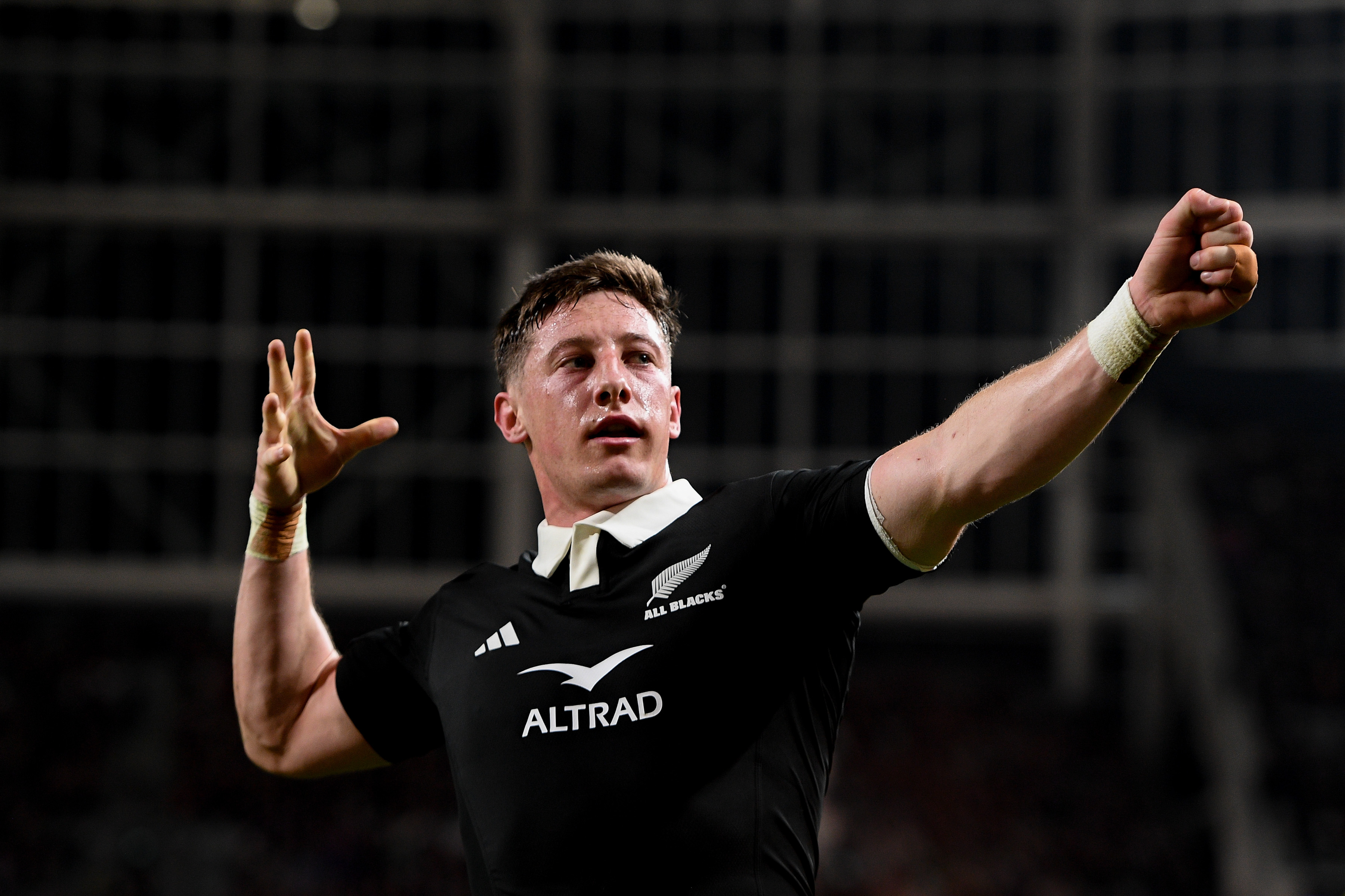 Cam Roigard scored two tries in the All Blacks' win over France. Photo / Photosport