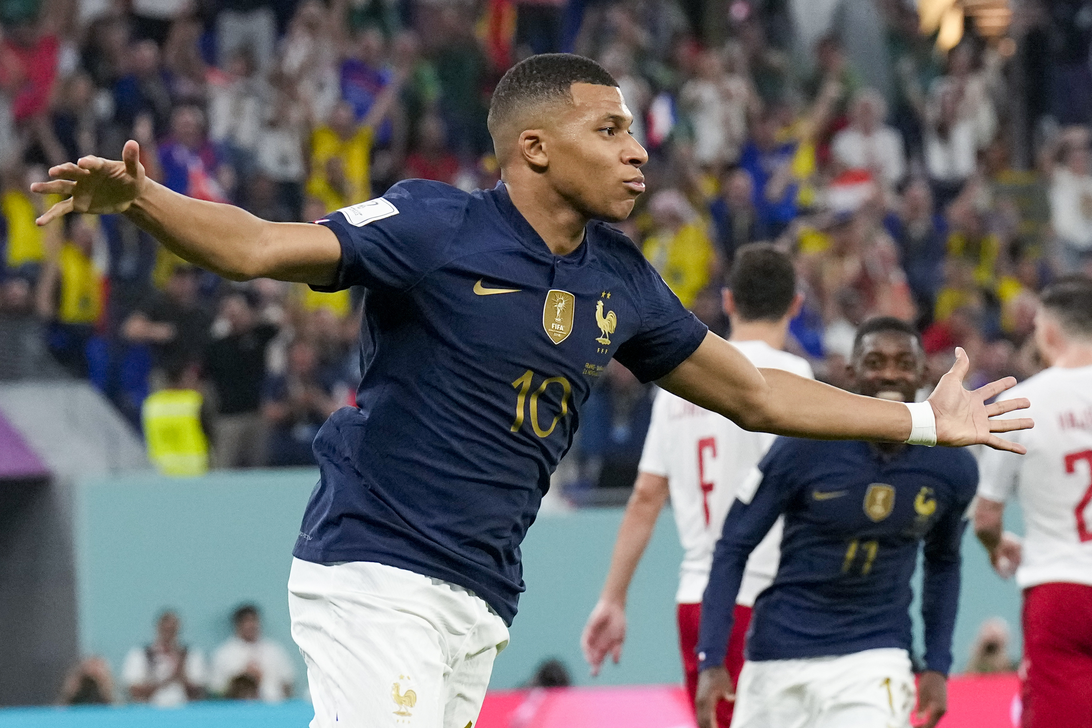 France's Kylian Mbappe celebrates. Photo / AP