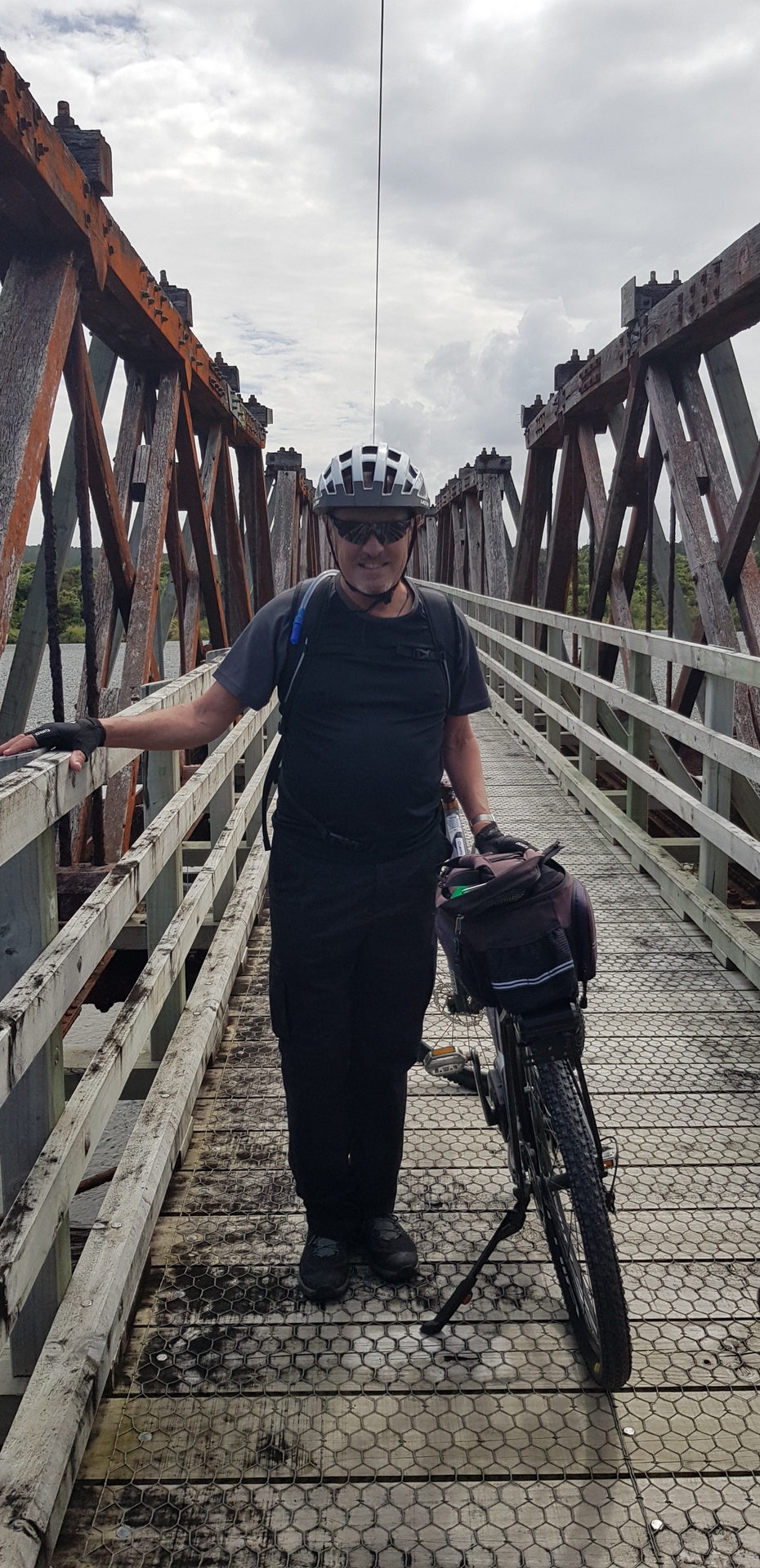 Owen Scott crosses the M3 near Ross. Photo / Owen Scott