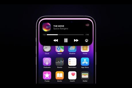 Another view of the slimmed-down notch in its animated Dynamic Island mode.