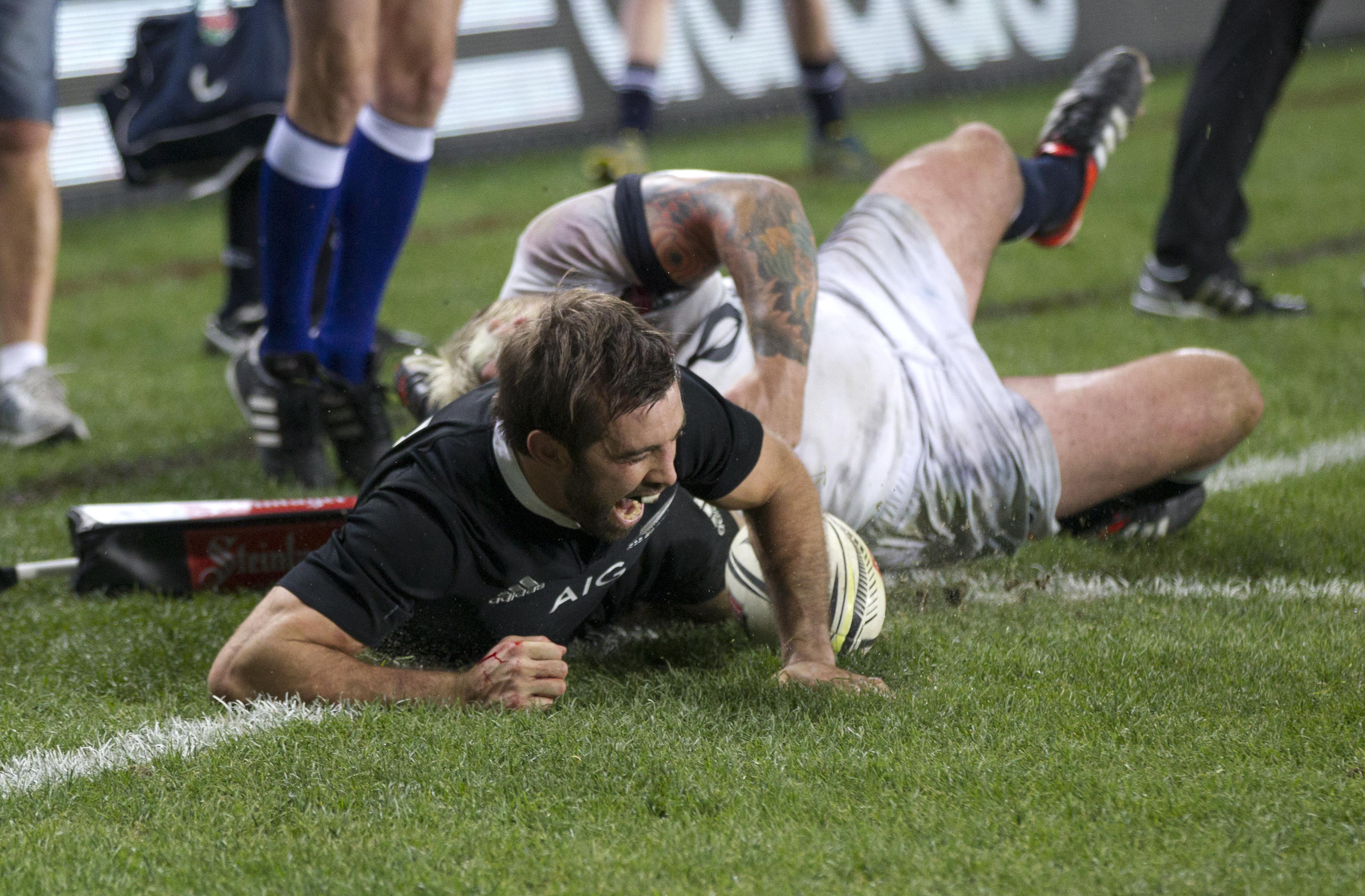 All Blacks centre Conrad Smith scoring the match-winning try against England in 2014. Photo / Brett Phibbs
