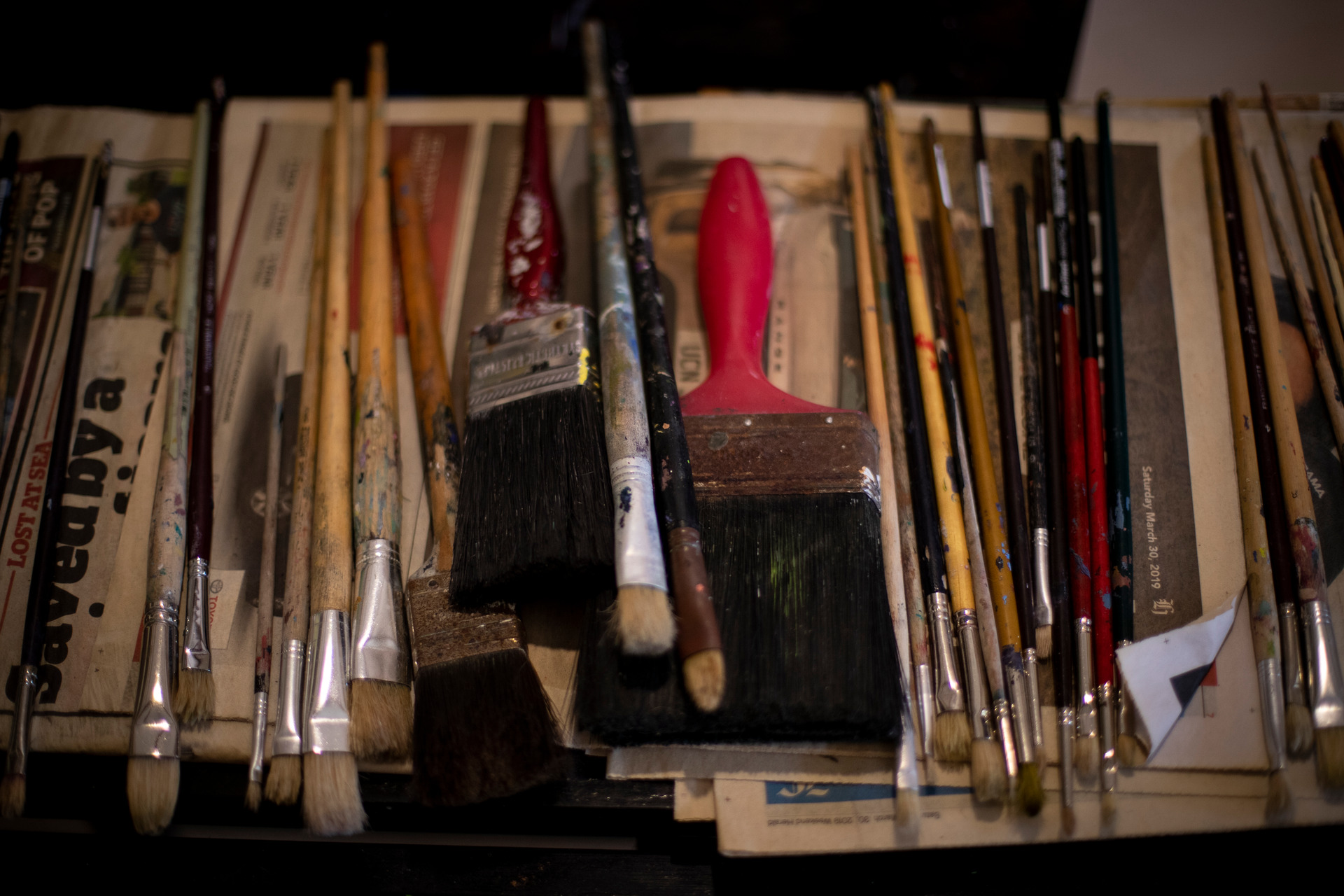 Tools of the trade - inside artist Jacqueline Fahey's studio. Photo / Dean Purcell