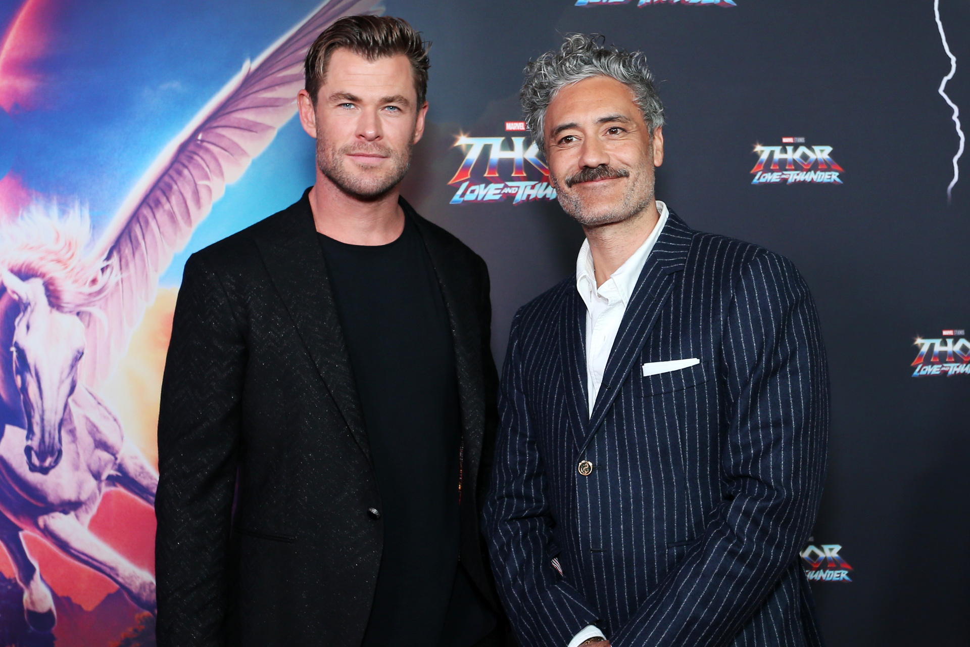 Chris Hemsworth and Taika Waititi pose at the Sydney premiere of Thor: Love and Thunder. Photo / Getty Images
