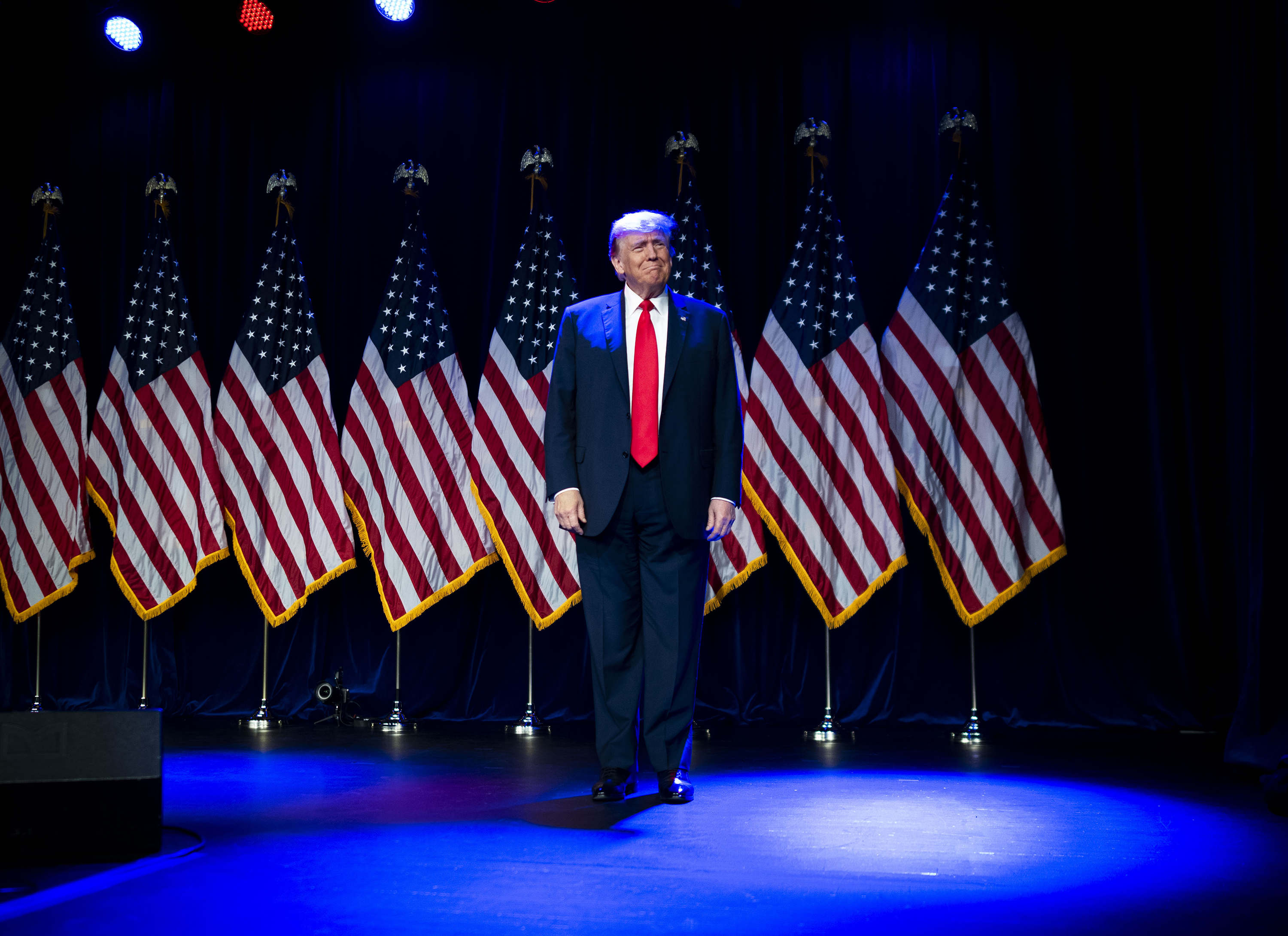 Former President Donald Trump during a caucus night watch party at the Treasure Island Hotel and Casino in Las Vegas. Photo / Doug Mills, The New York Times