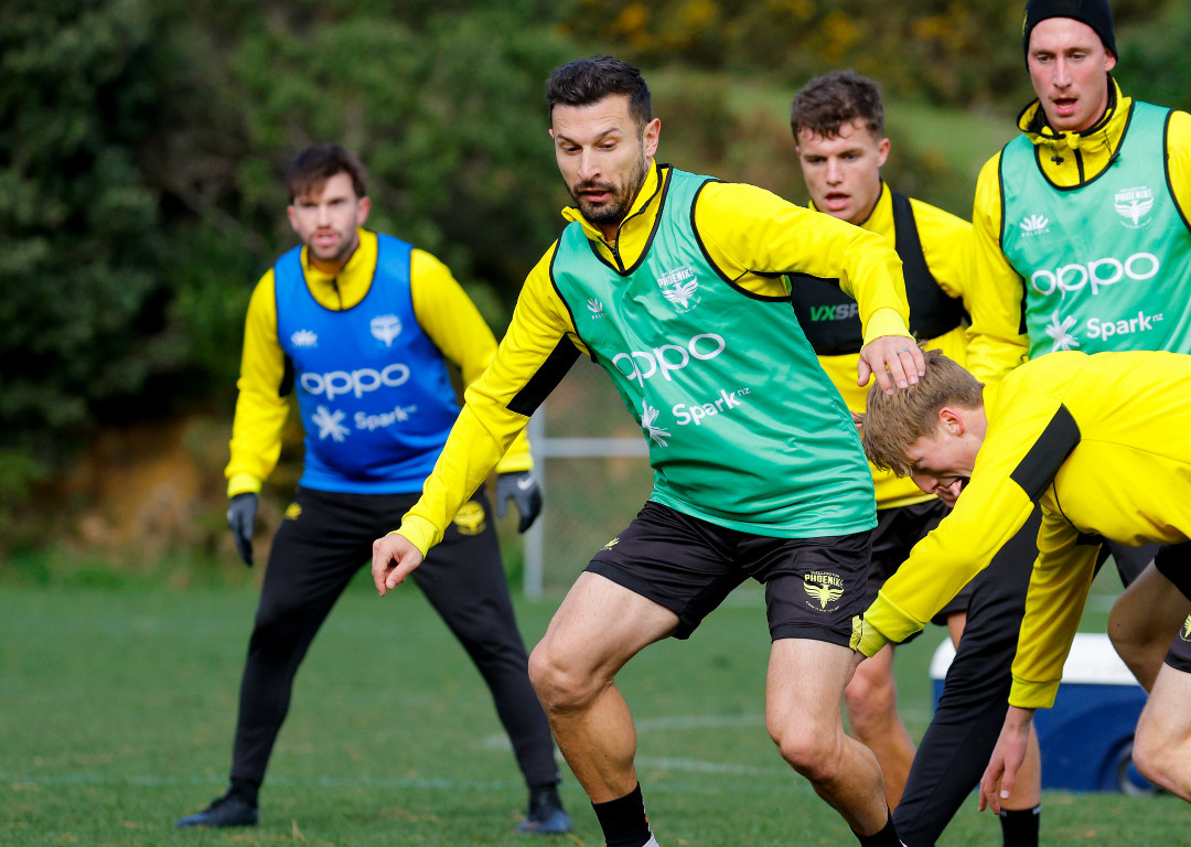 Kosta Barbarouses (C) is feeling his age in the current Wellington Phoenix squad. Photo / Getty