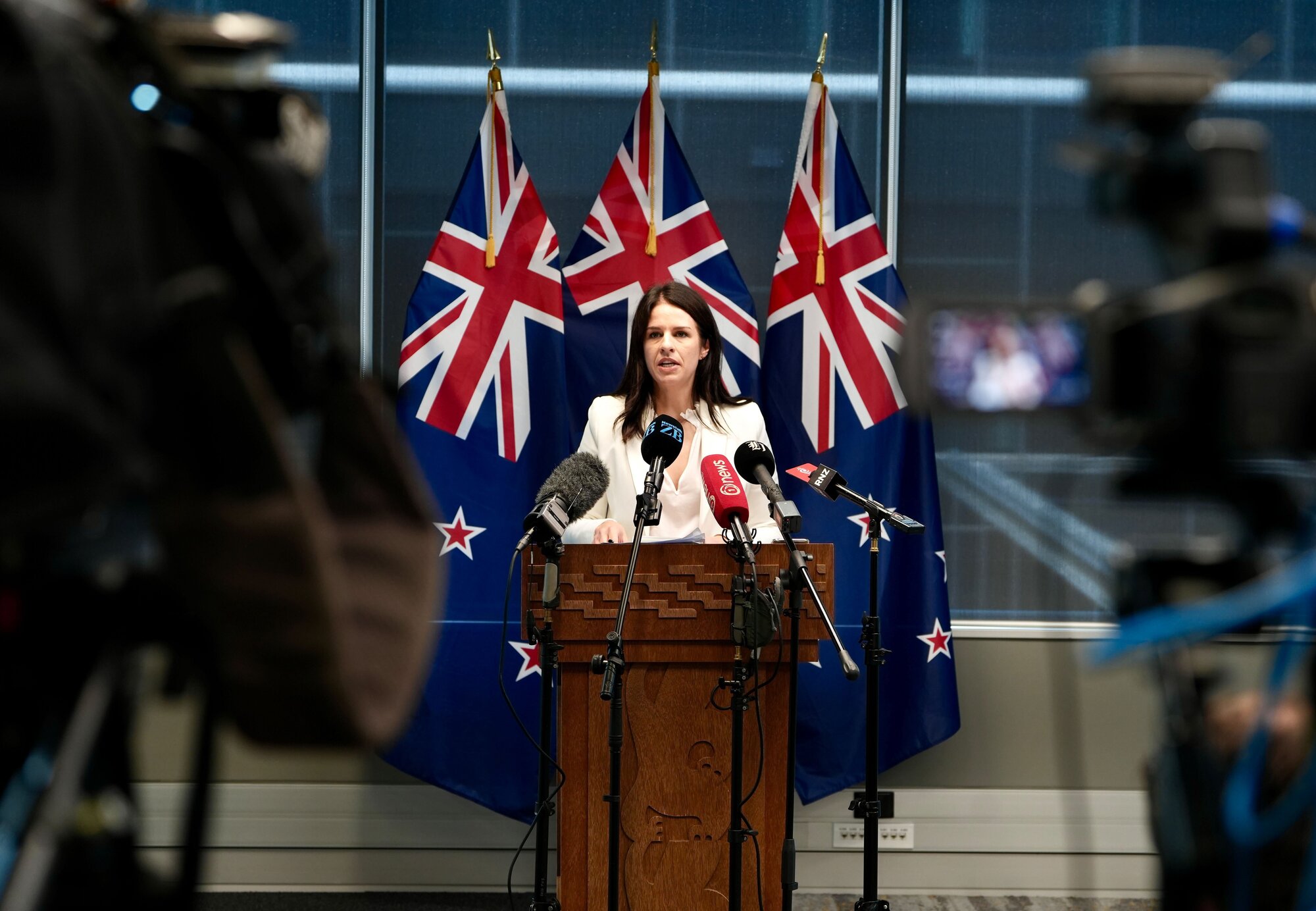 Erica Stanford holds a press conference responding to the Royal Commission’s report into historical abuse in state care and in the care of faith-based institutions. Photo / Ben Dickens
