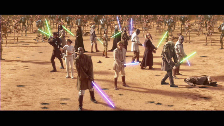 Jedi on the battlefield in Star Wars: Episode II - Attack of the Clones