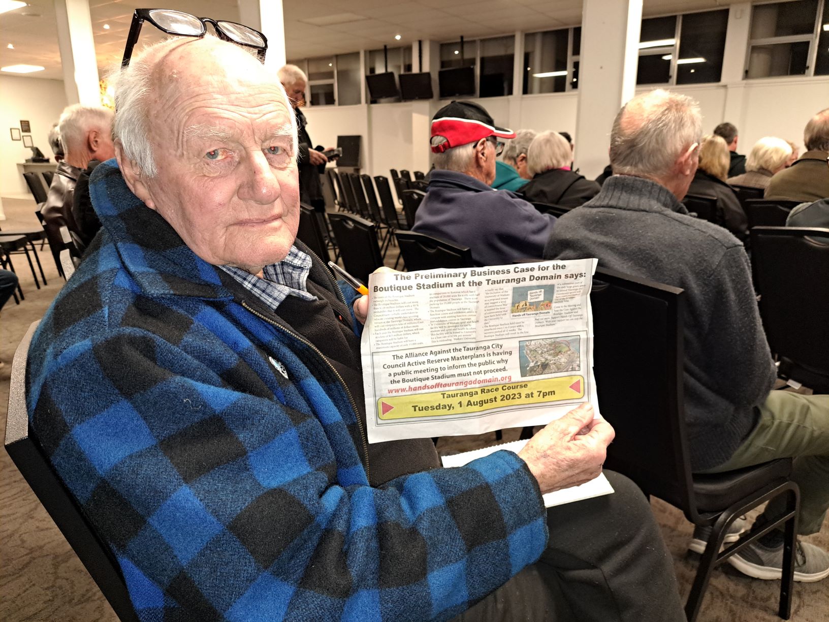 Tauranga Bowling Club member Terry McGee joins the fight against the proposed Tauranga Domain boutique stadium project. Photo / Sandra Conchie