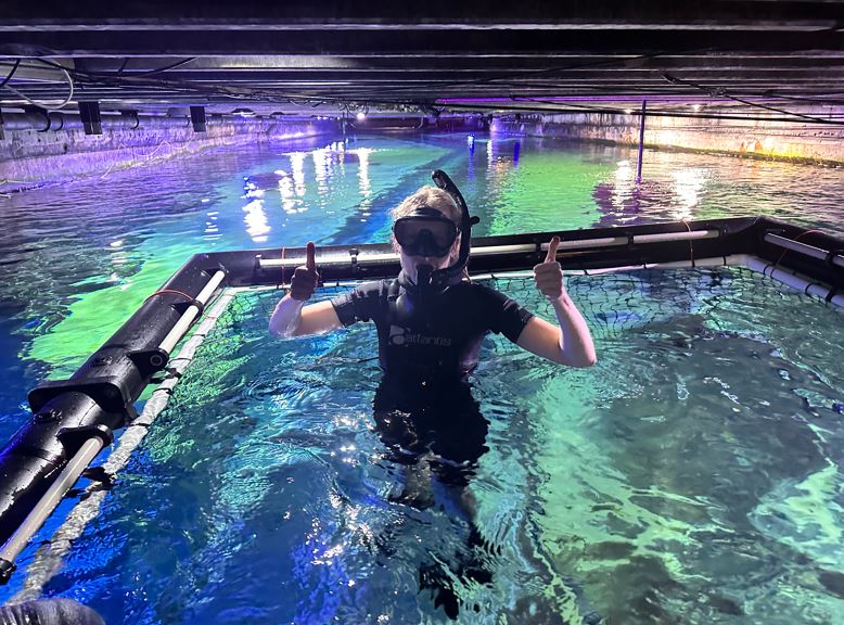Fully kitted out in a wetsuit, water shoes, snorkel and mas for the Kelly Tarlton's shark snorkel experience. Photo / Supplied