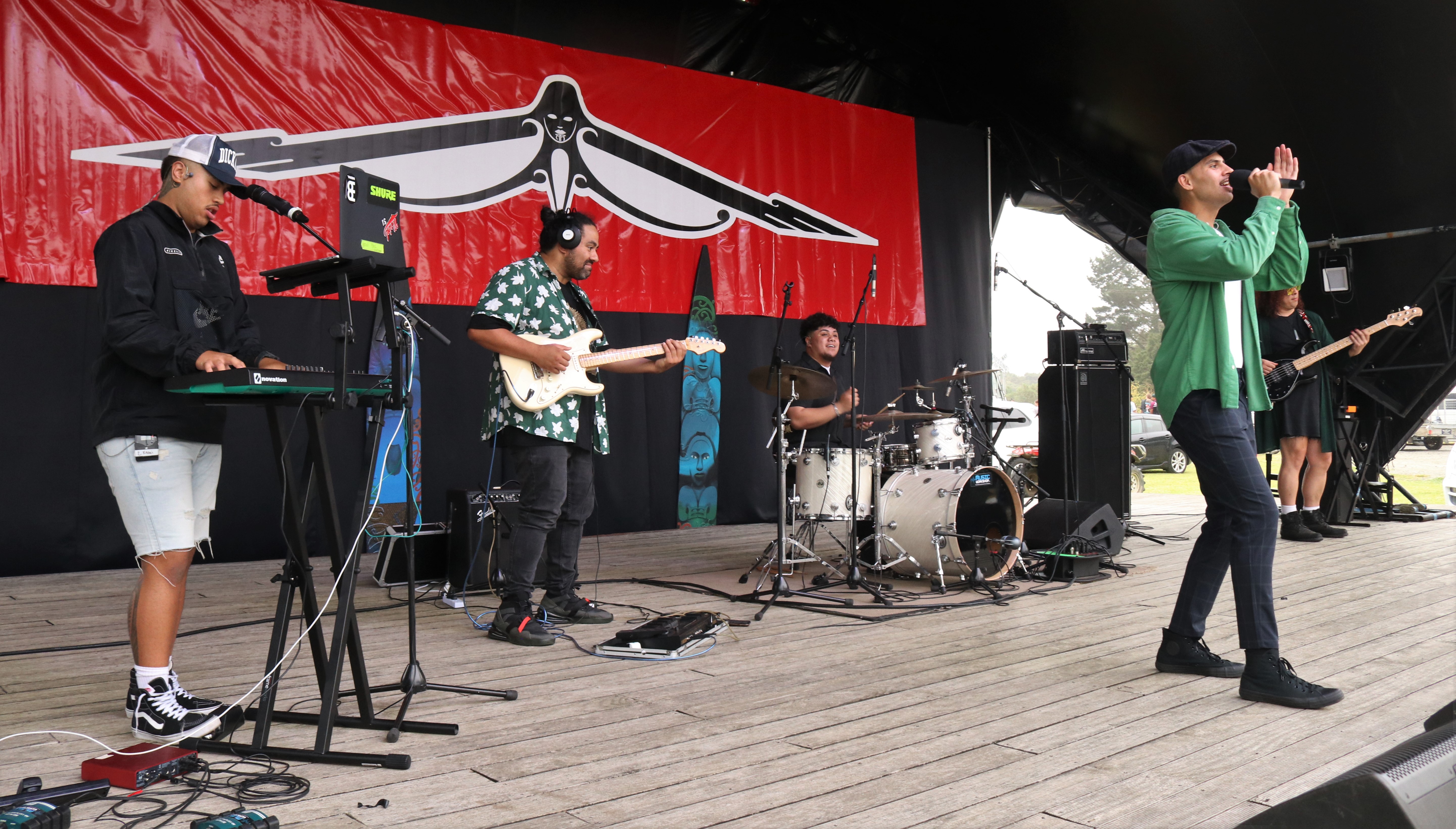 Mohi Allen and band perform at Te Āhuareka. Photo / Peter de Graaf