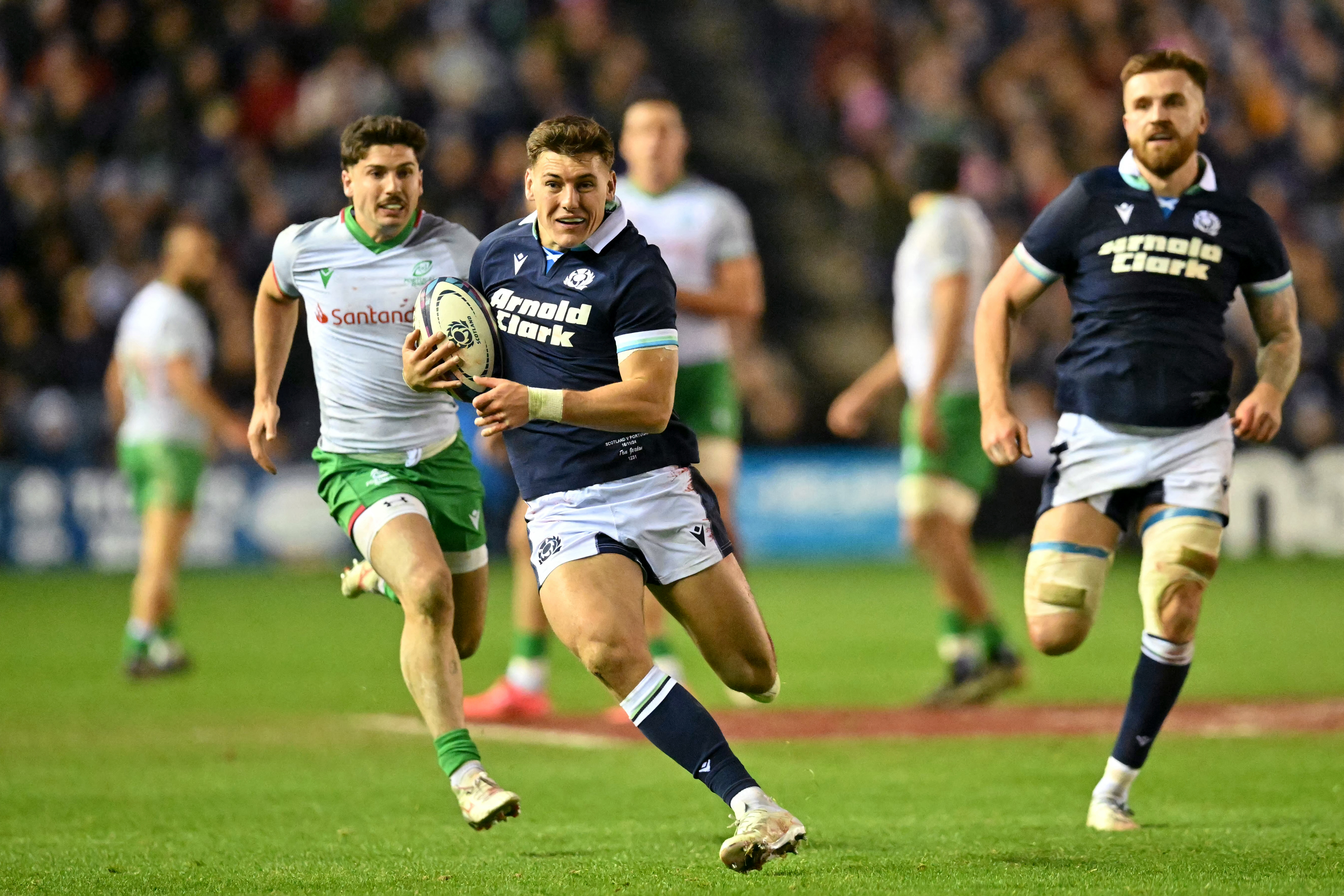 Scotland's Tom Jordan pictured playing against Portugal. Photo / AFP