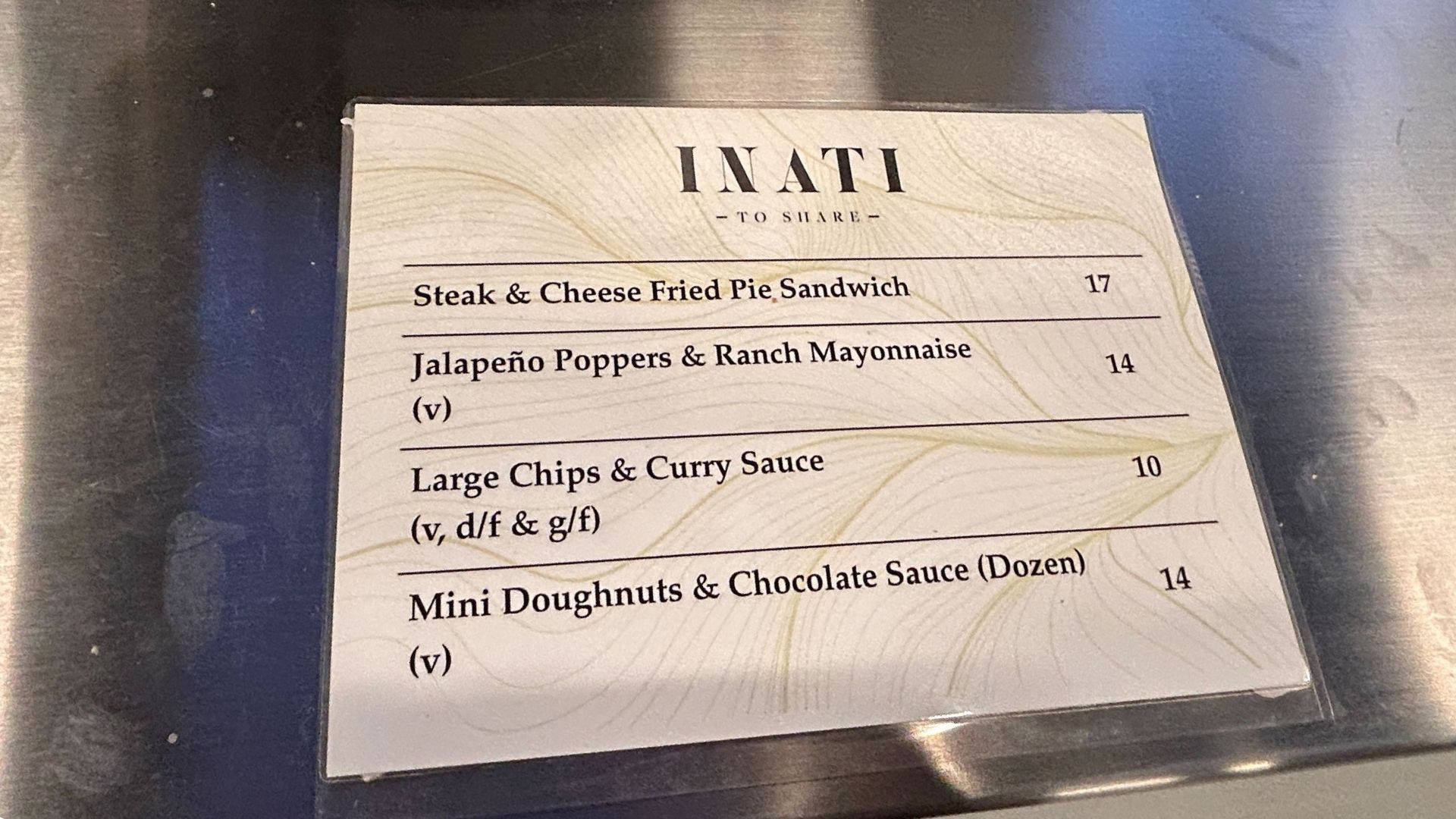 Inati's special menu for opening night at Christchurch's new stadium. Photo / Claire Sherwood