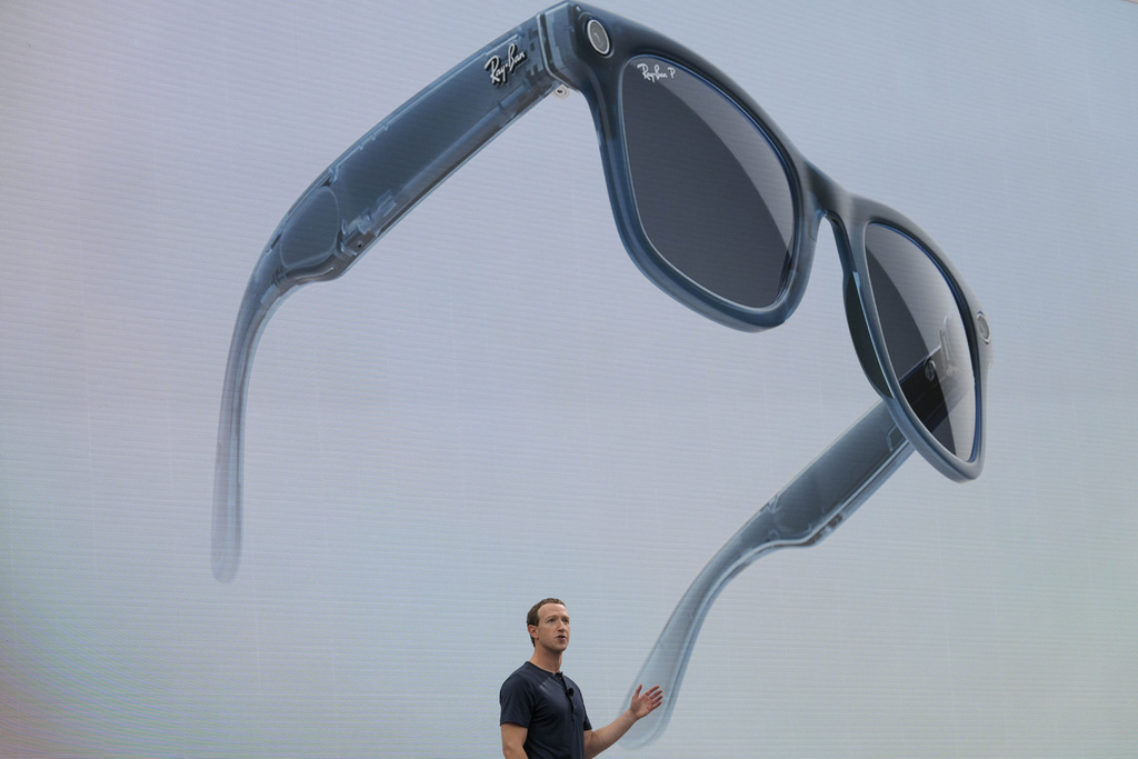 Facebook founder Mark Zuckerberg introduces the latest Ray-Ban Meta smart glasses during the tech giant's Connect developer conference in September 2023 in California. Photo / AP