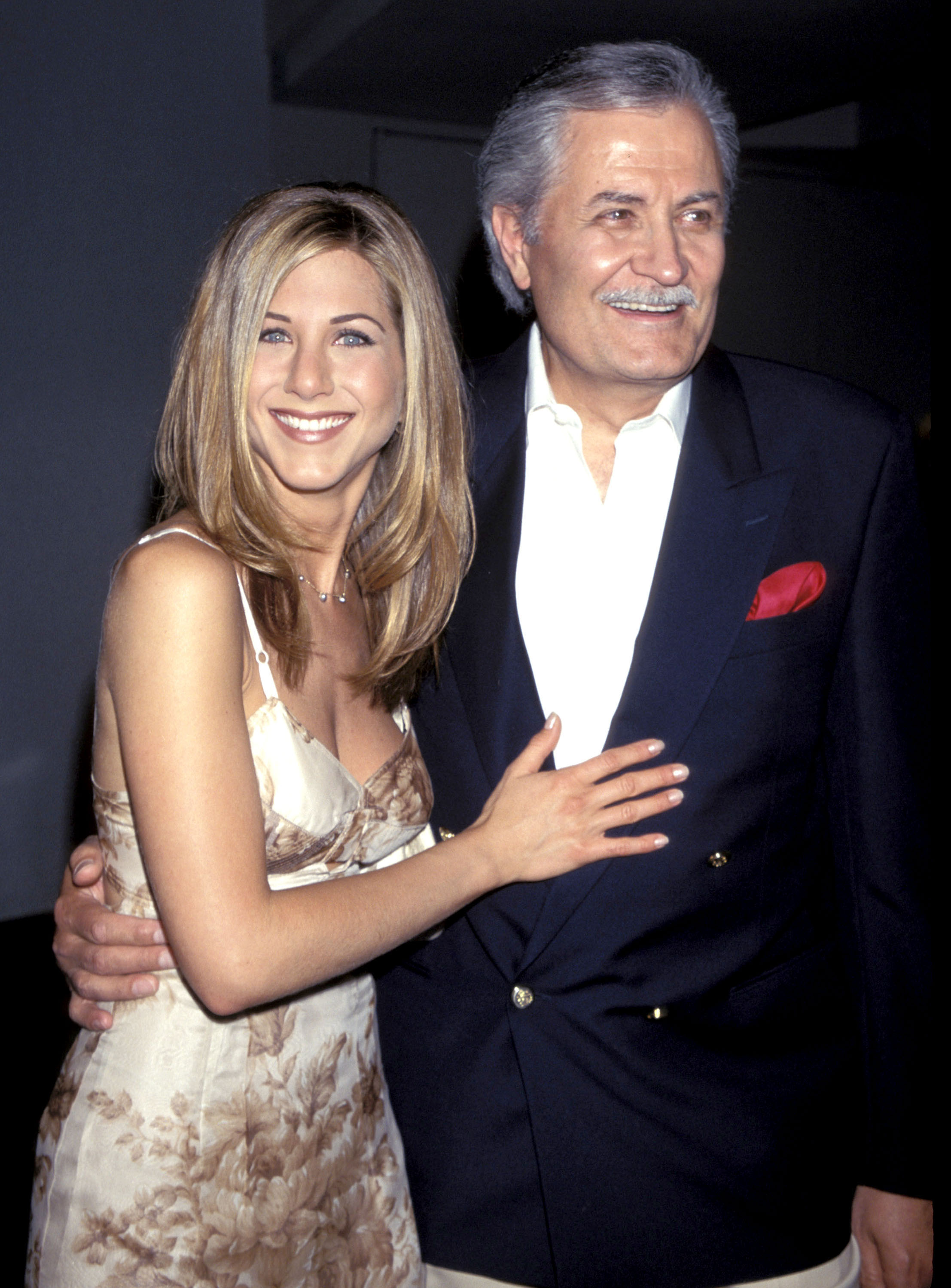 Jennifer Aniston and her father, John Aniston, who changed his last name from Anistasskakis. Photo / Getty Images