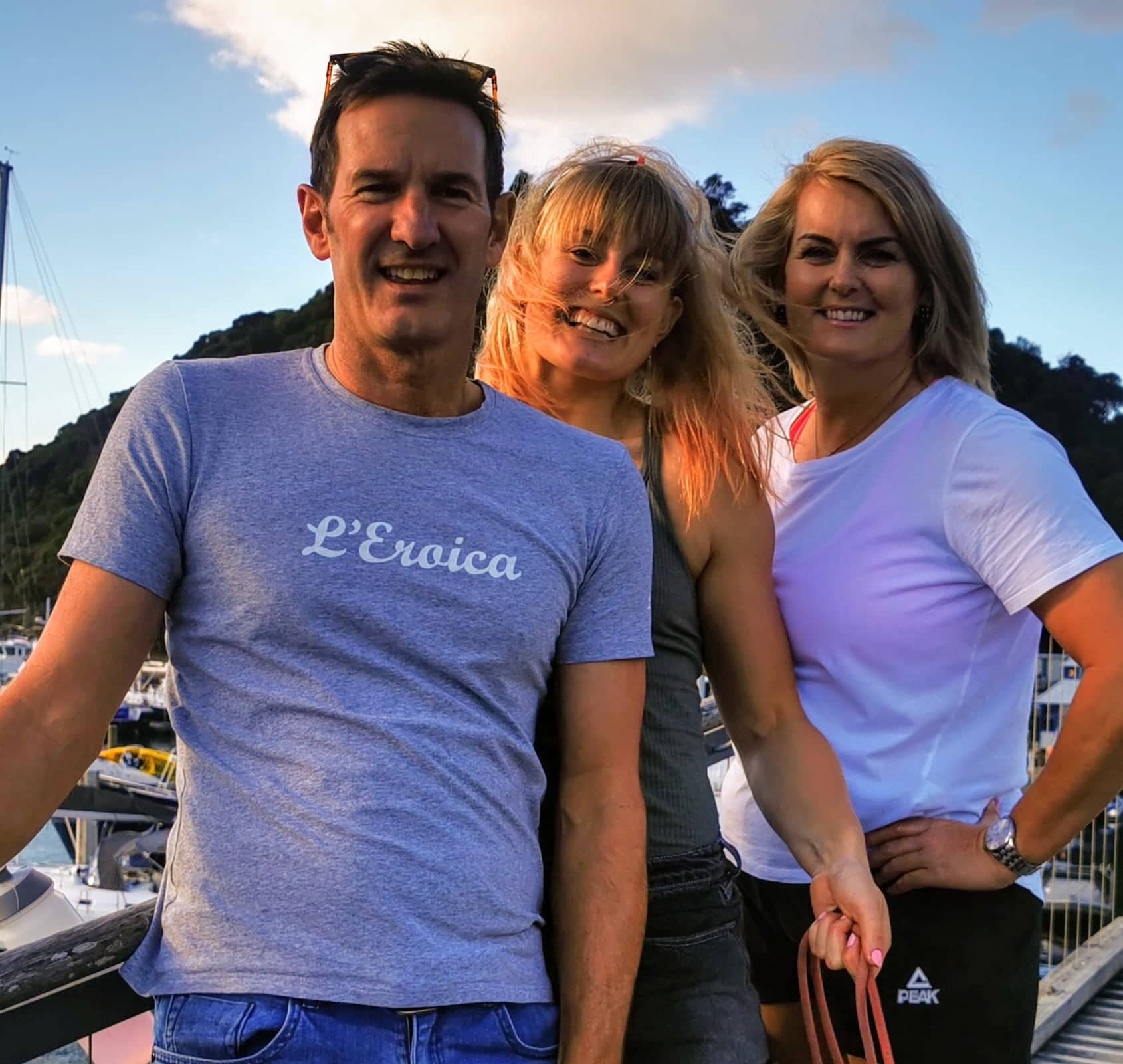 Chris Middleton, Olivia and Nienke. Middleton says the impact of the event at the Bordeaux training camp set her cycling career on a different course. Photo / Supplied