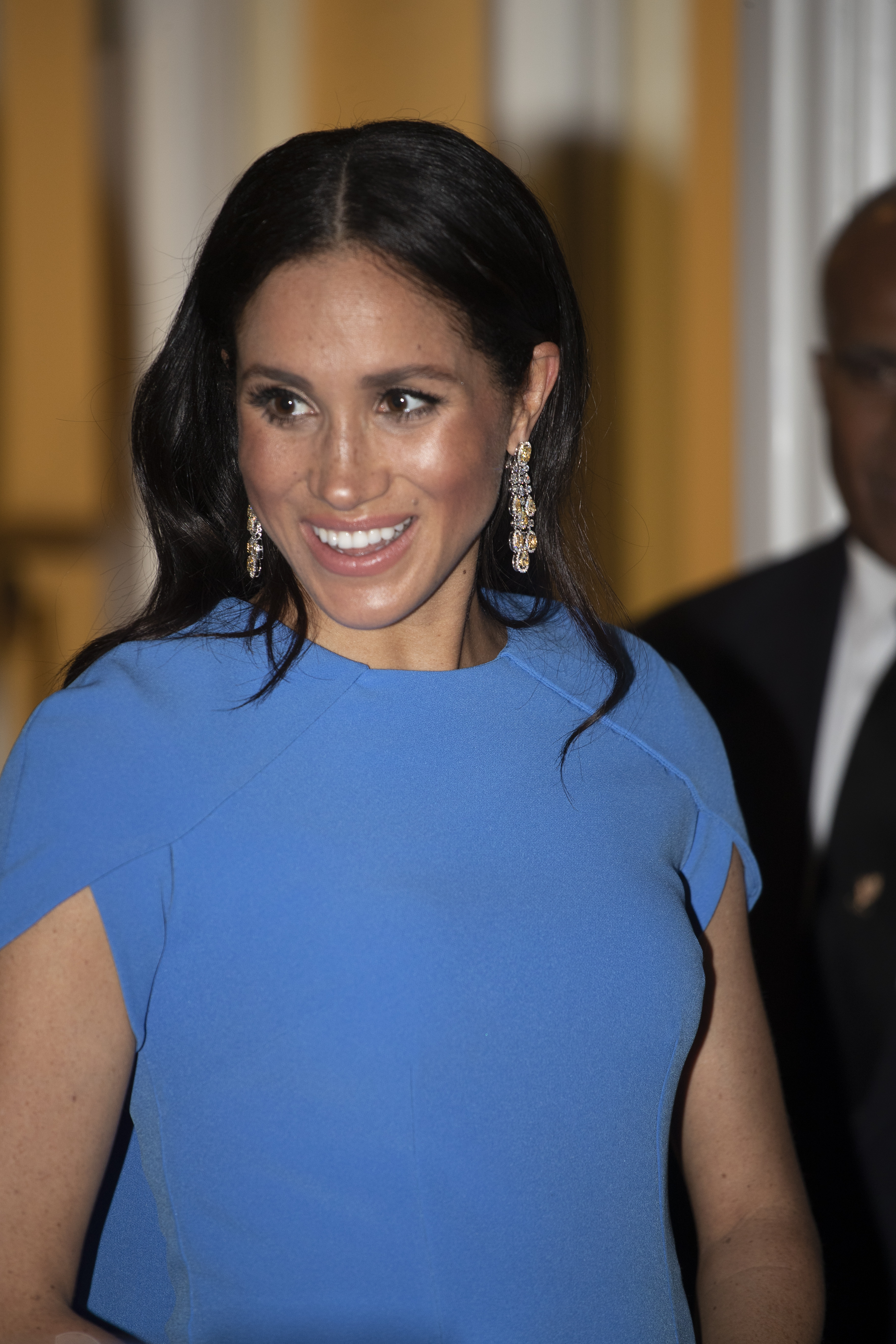 Meghan pictured in Suva, Fiji, in 2018 wearing the earrings gifted by Mohammed Bin Salman. Photo / Getty Images