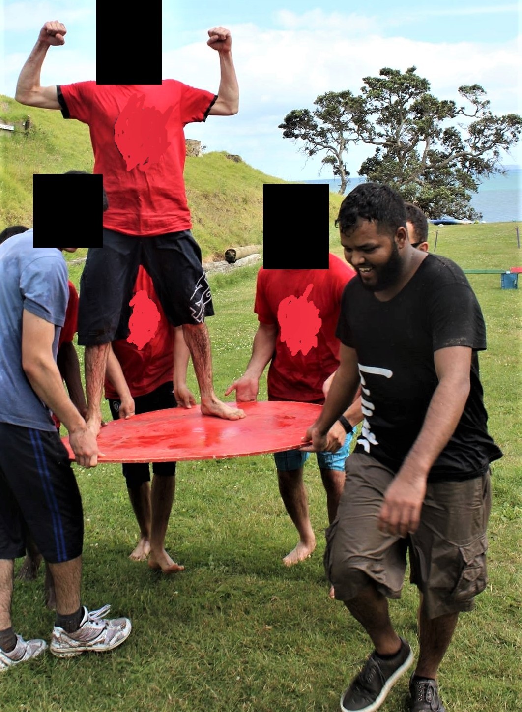 Aathill Samsudeen during a team-building exercise while on a camp at Motutapu Island. Photo / Supplied