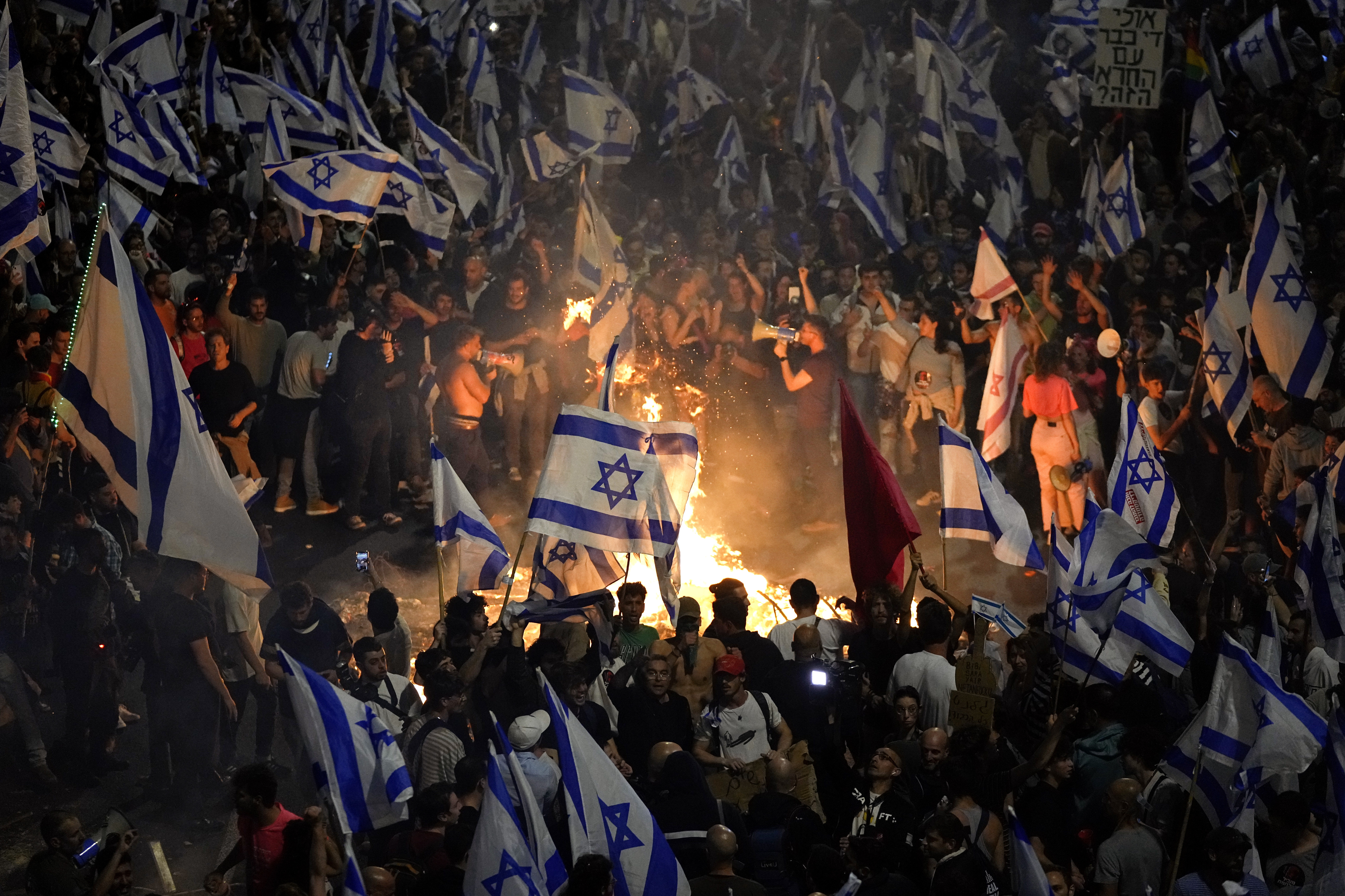 Israelis opposed to Prime Minister Benjamin Netanyahu's judicial overhaul plan. Photo / AP