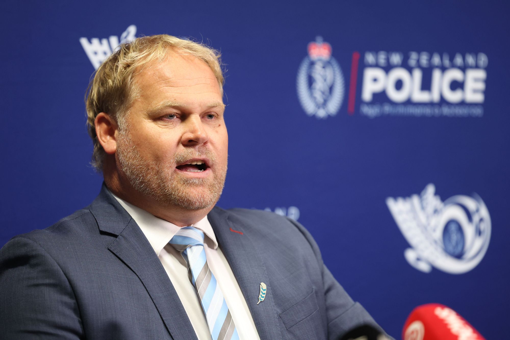 Acting Detective Inspector Tim Williams speaks to media at the North Shore Police Station in relation to the Gulf Harbour homicide investigation three days after the woman's body washed up. Photo / Michael Craig