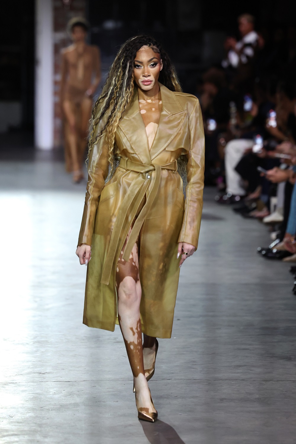 Model Winnie Harlow walks the runway at the LaQuan Smith show at New York Fashion Week. Photo / Getty Images