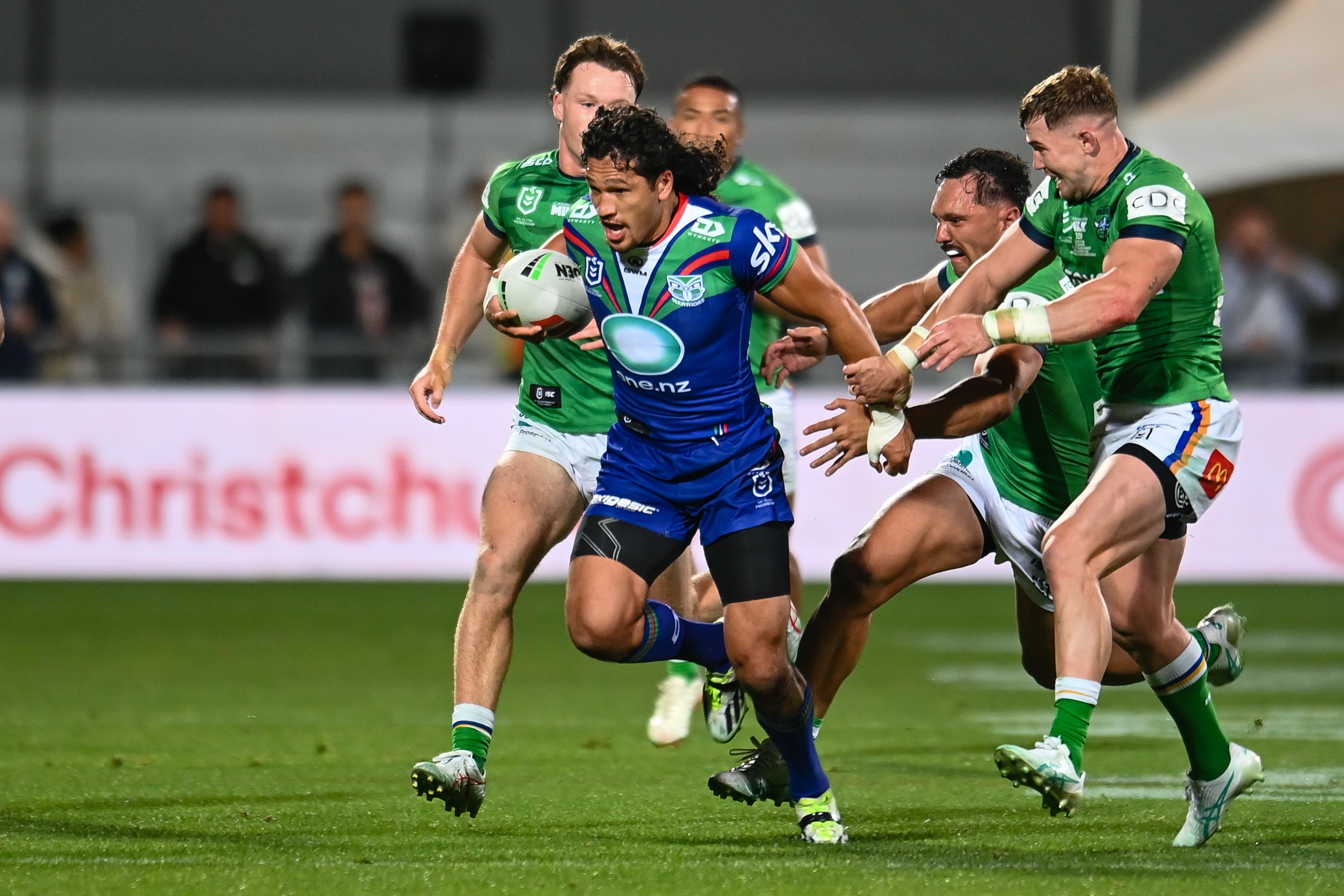Dallin Watene-Zelezniak in action for the Warriors against the Raiders, who they will face in Las Vegas. Photo / Photosport