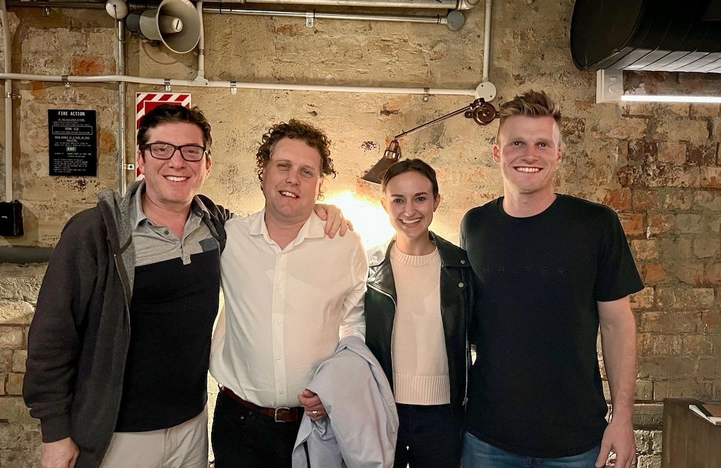 Rocket Lab engineer turned Halter founder Craig Piggott (right) with three of his key backers: David Cowan, a partner at US venture capital firm and major Rocket Lab shareholder Bessemer; mentor and investor Sir Peter Beck; and Tess Hatch, a partner with Bessemer. 