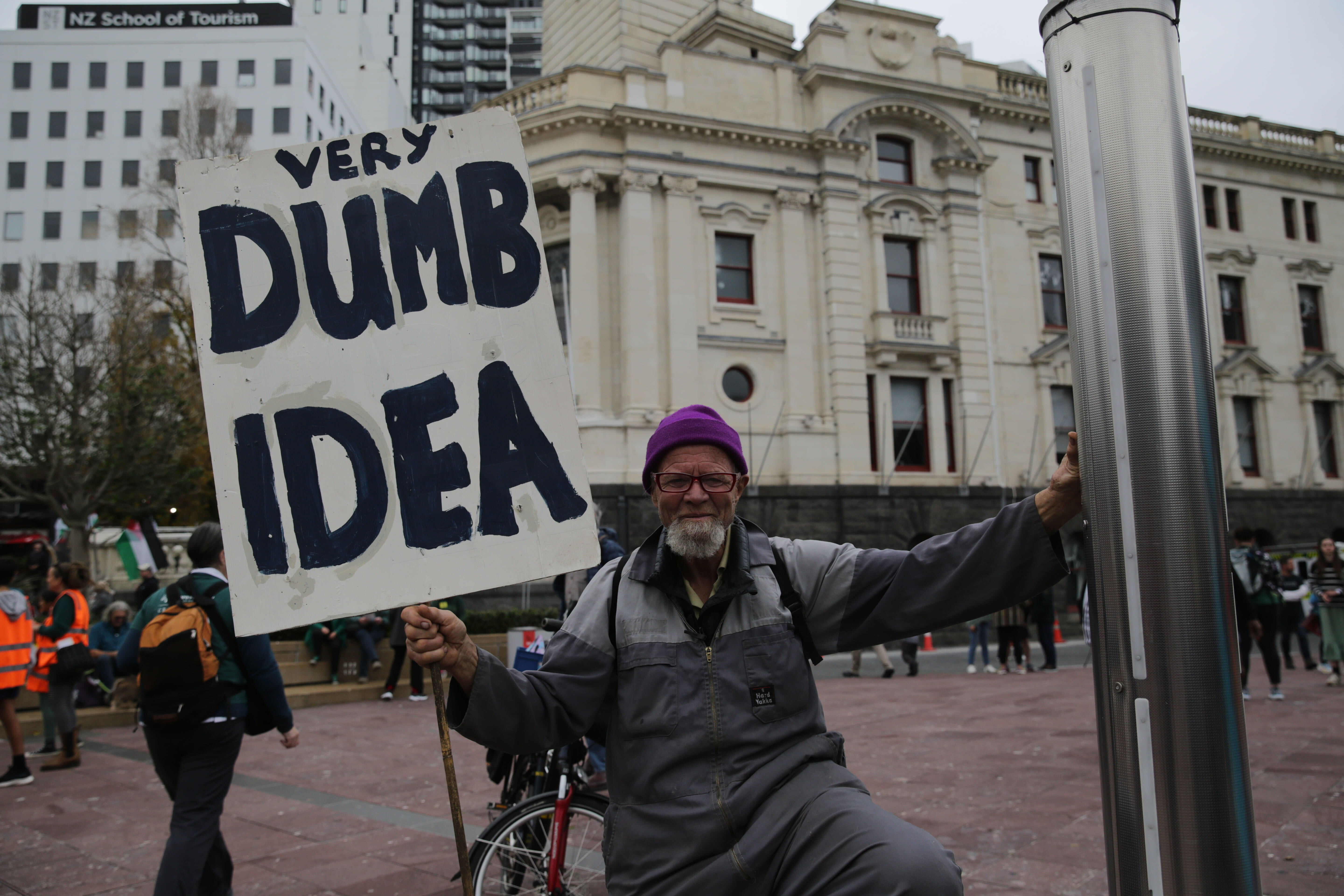 One of the thousands of protesters who gathered in downtown Auckland to challenge a contentious Government bill. Photo / Sylvie Whinray